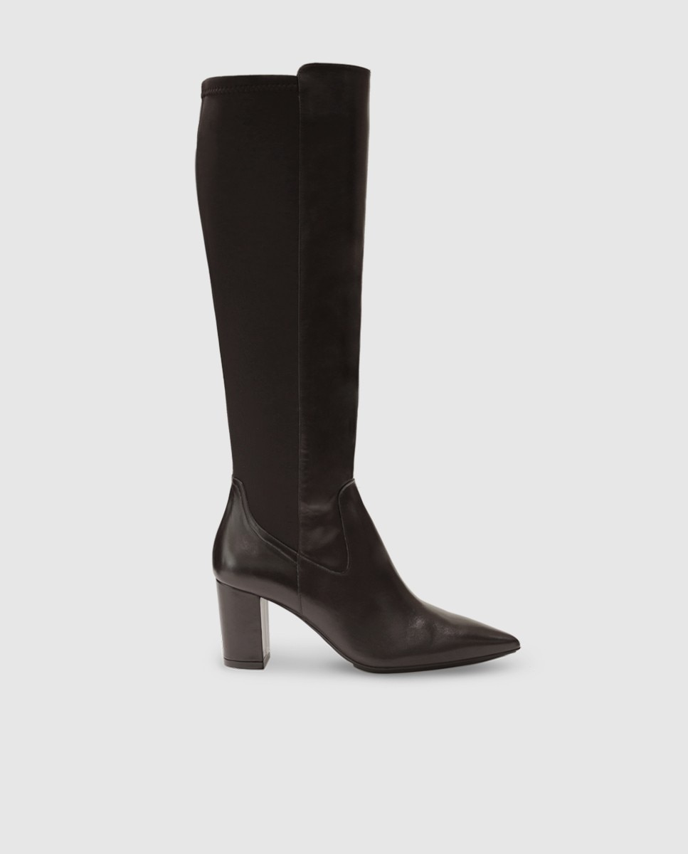 Botas de mujer en piel con tacón ancho - Lodi - Marrón Marrón-1