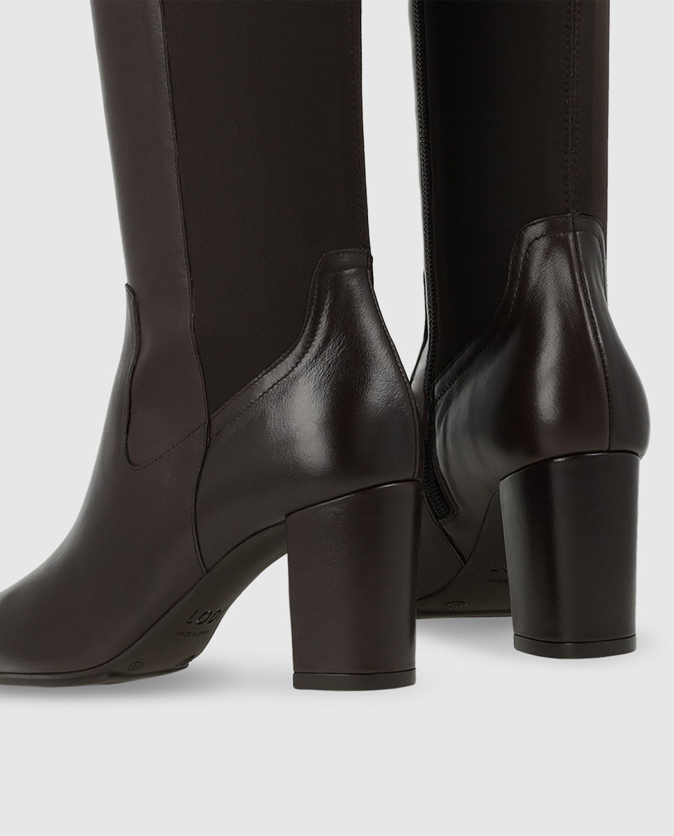 Botas de mujer en piel con tacón ancho - Lodi - Marrón Marrón-3