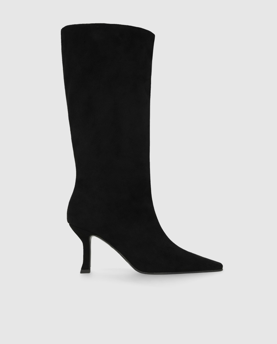 Botas de mujer en tejido efecto ante con tacón - Lodi - Negro Negro-1