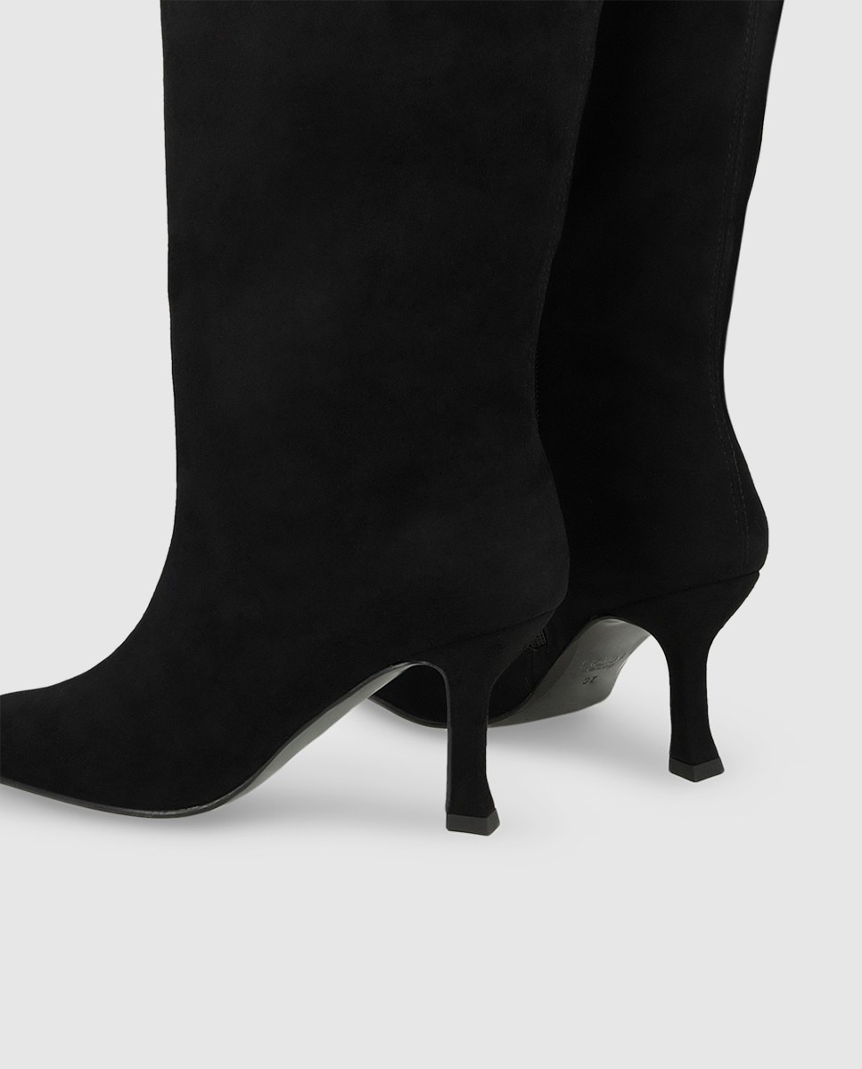 Botas de mujer en tejido efecto ante con tacón - Lodi - Negro Negro-2