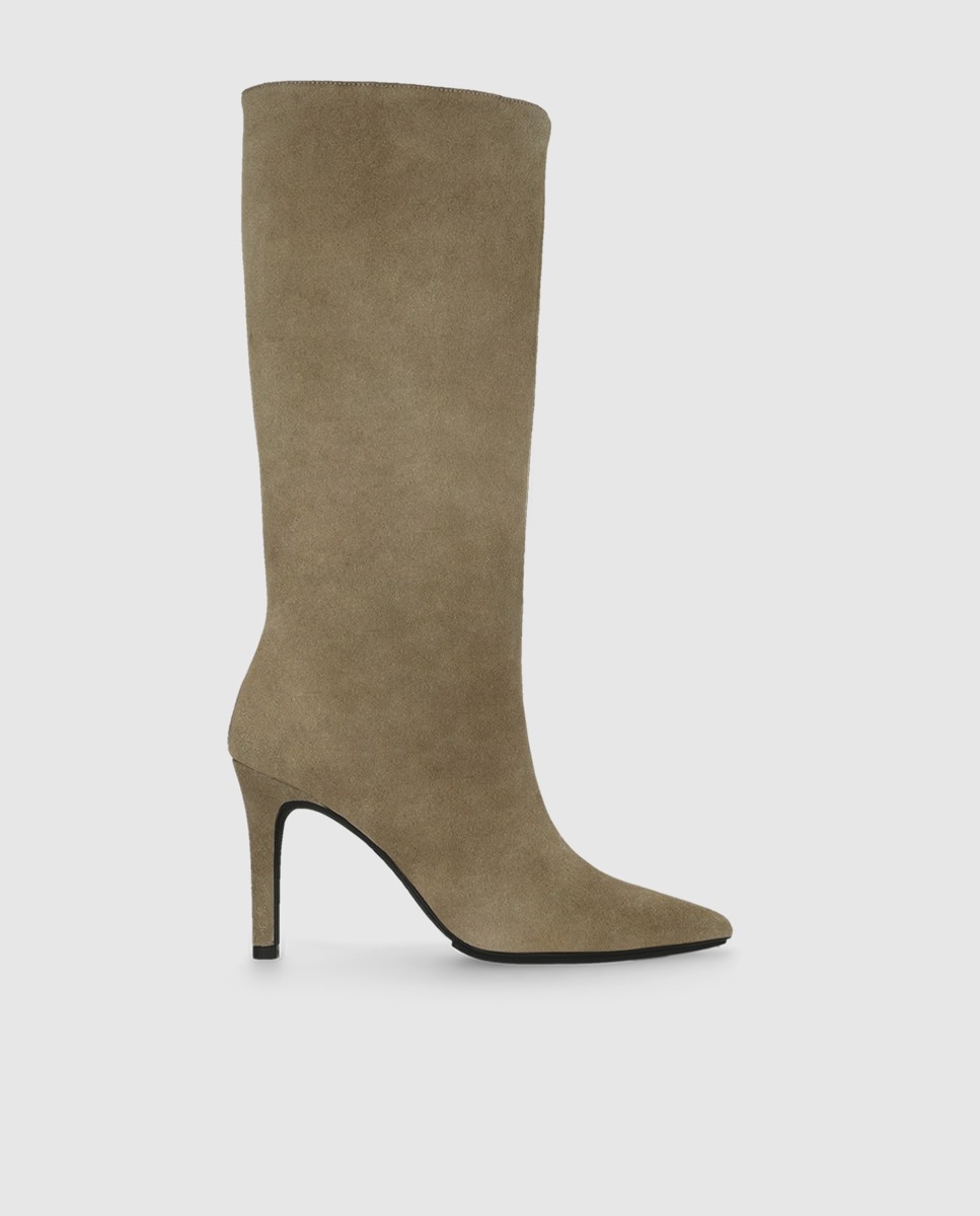 Botas de mujer en piel con tacón - Lodi - Beige Beige-1