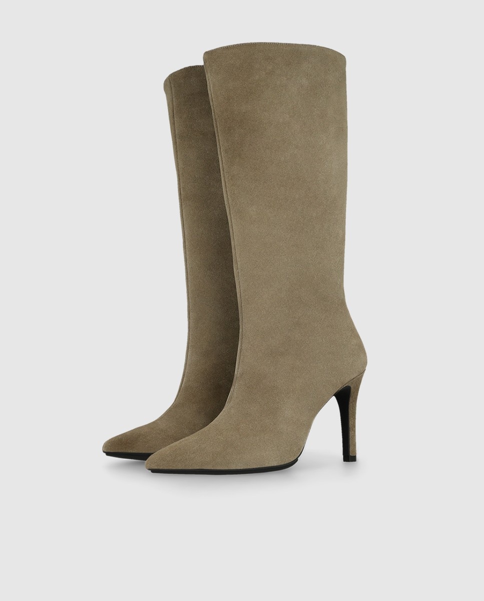 Botas de mujer en piel con tacón - Lodi - Beige Beige-3