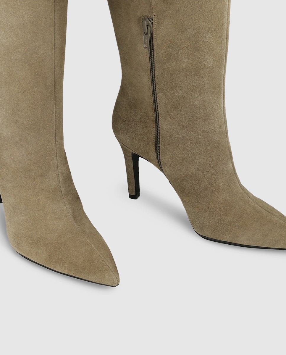 Botas de mujer en piel con tacón - Lodi - Beige Beige-4