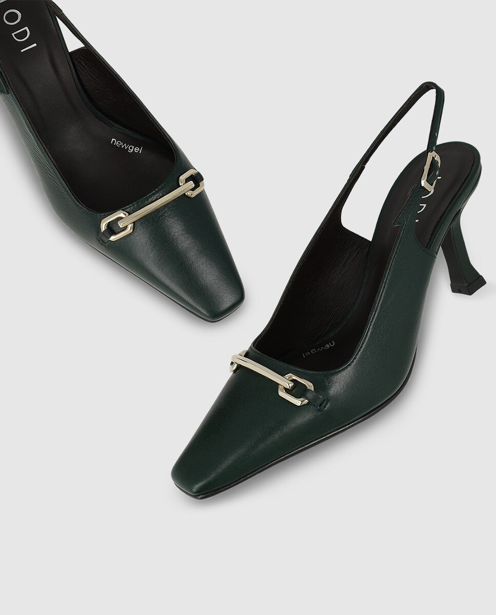 Zapatos de salón destalonados de mujer en piel - Lodi - Verde Verde-4