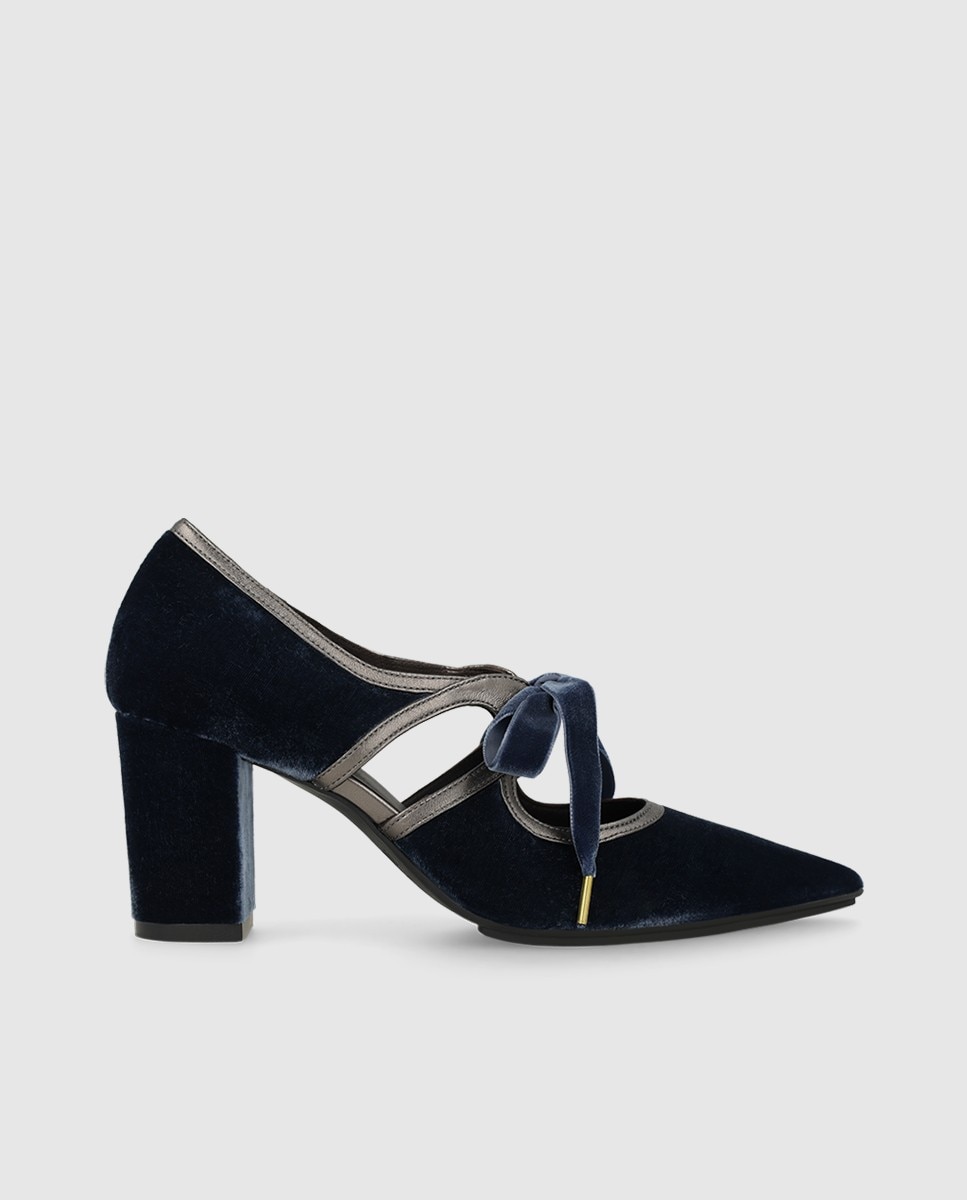 Zapatos de salón de mujer en terciopelo con tacón - Lodi - Azul Azul-1