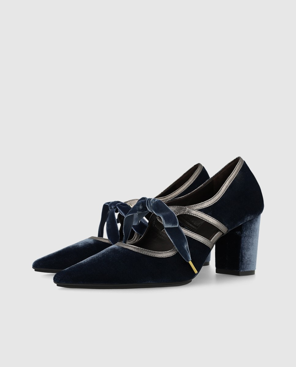 Zapatos de salón de mujer en terciopelo con tacón - Lodi - Azul Azul-3