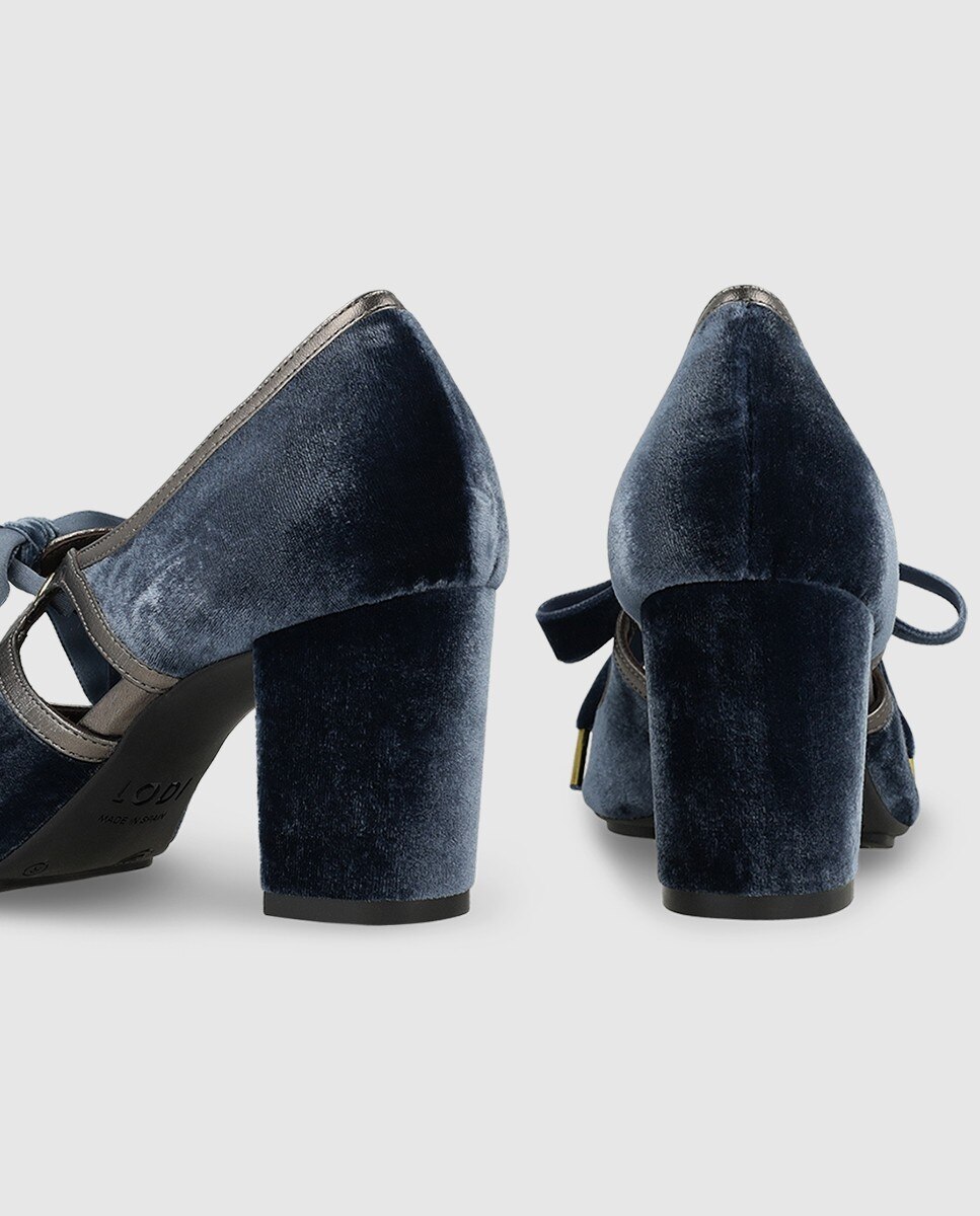 Zapatos de salón de mujer en terciopelo con tacón - Lodi - Azul Azul-2