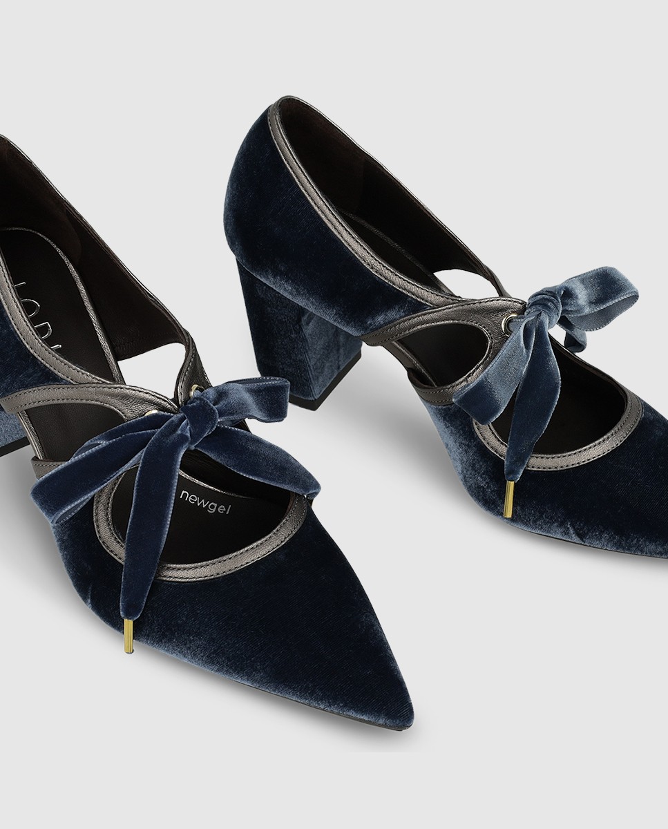 Zapatos de salón de mujer en terciopelo con tacón - Lodi - Azul Azul-4