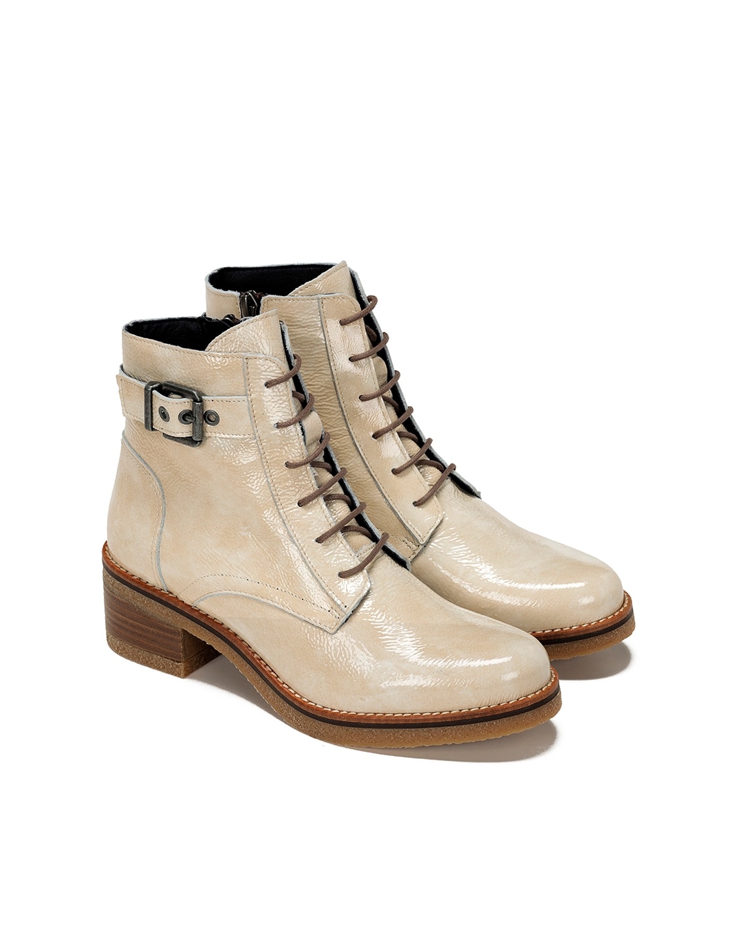Botines de mujer fabricados en charol - Fluchos - Blanco Blanco-4