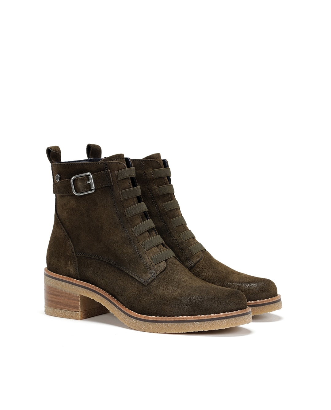 Botines de mujer fabricados en serraje - Fluchos - Verde Verde-3