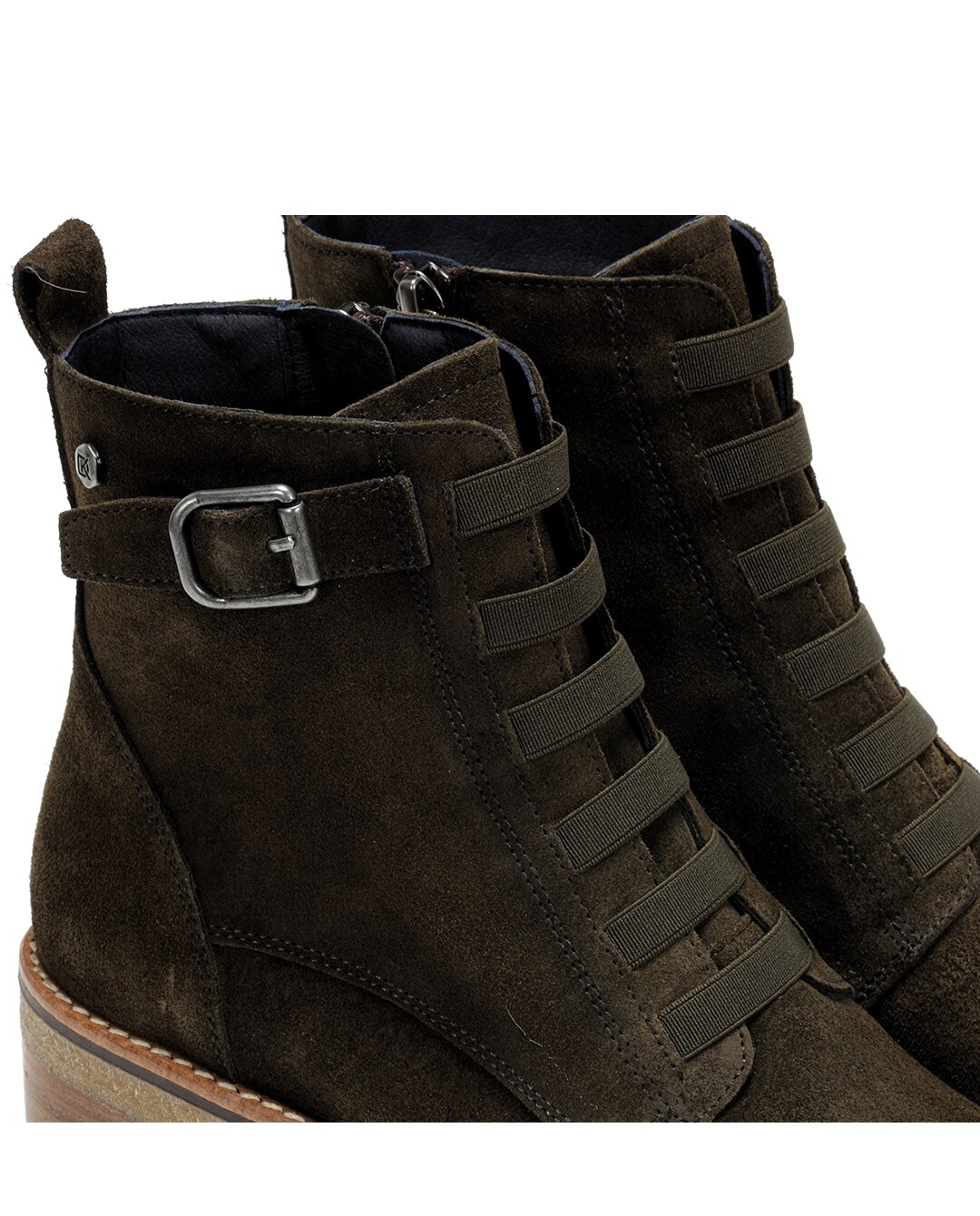 Botines de mujer fabricados en serraje - Fluchos - Verde Verde-6