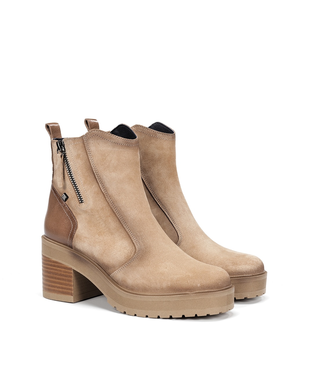 Botines de mujer fabricados en serraje - Fluchos - Marrón Marrón-3