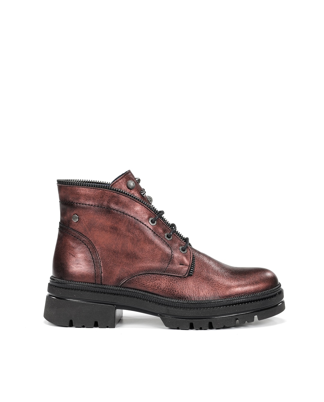 Botines de mujer fabricados en piel - Fluchos - Rojo Rojo-1