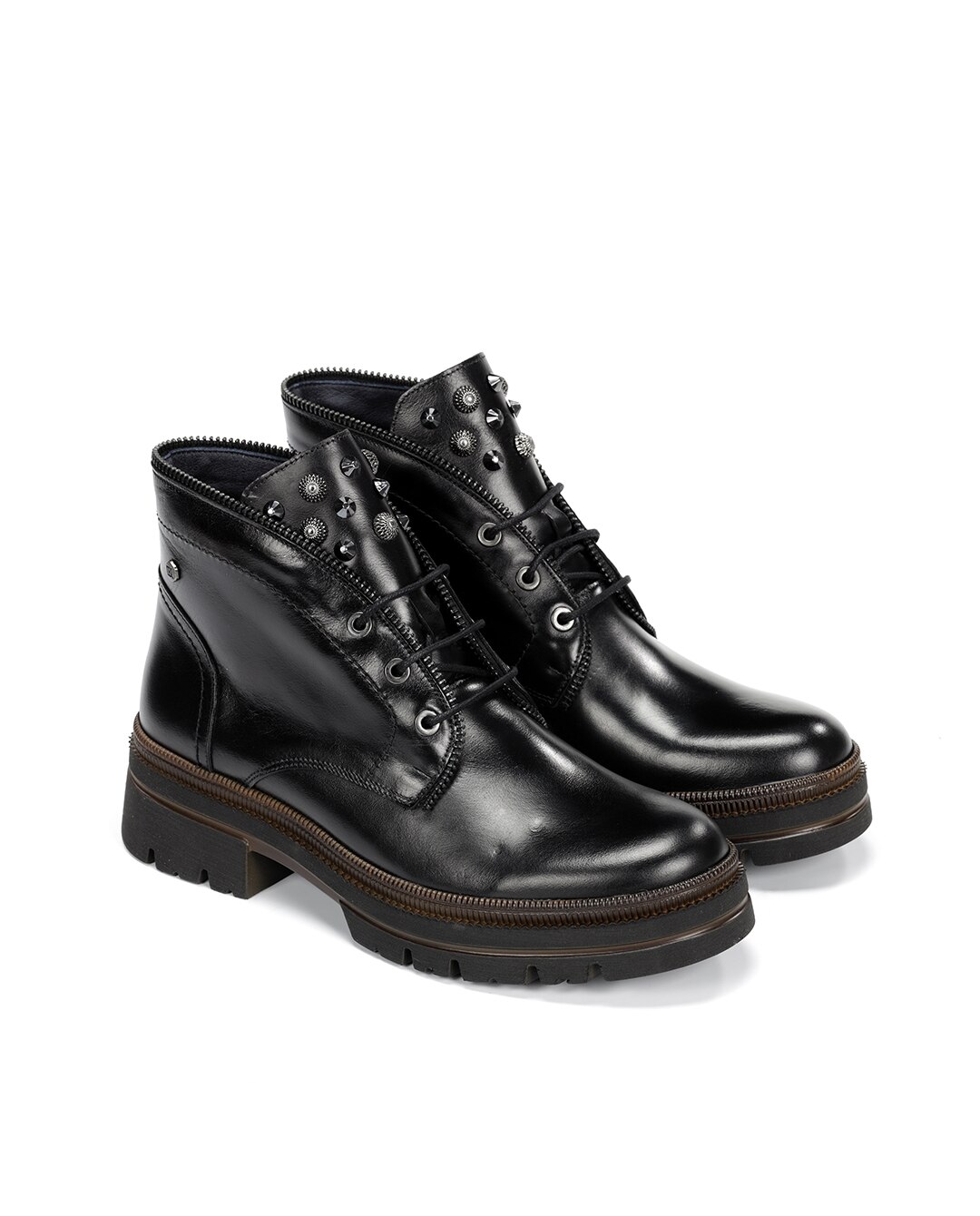 Botines de mujer fabricados en piel - Fluchos - Negro Negro-4