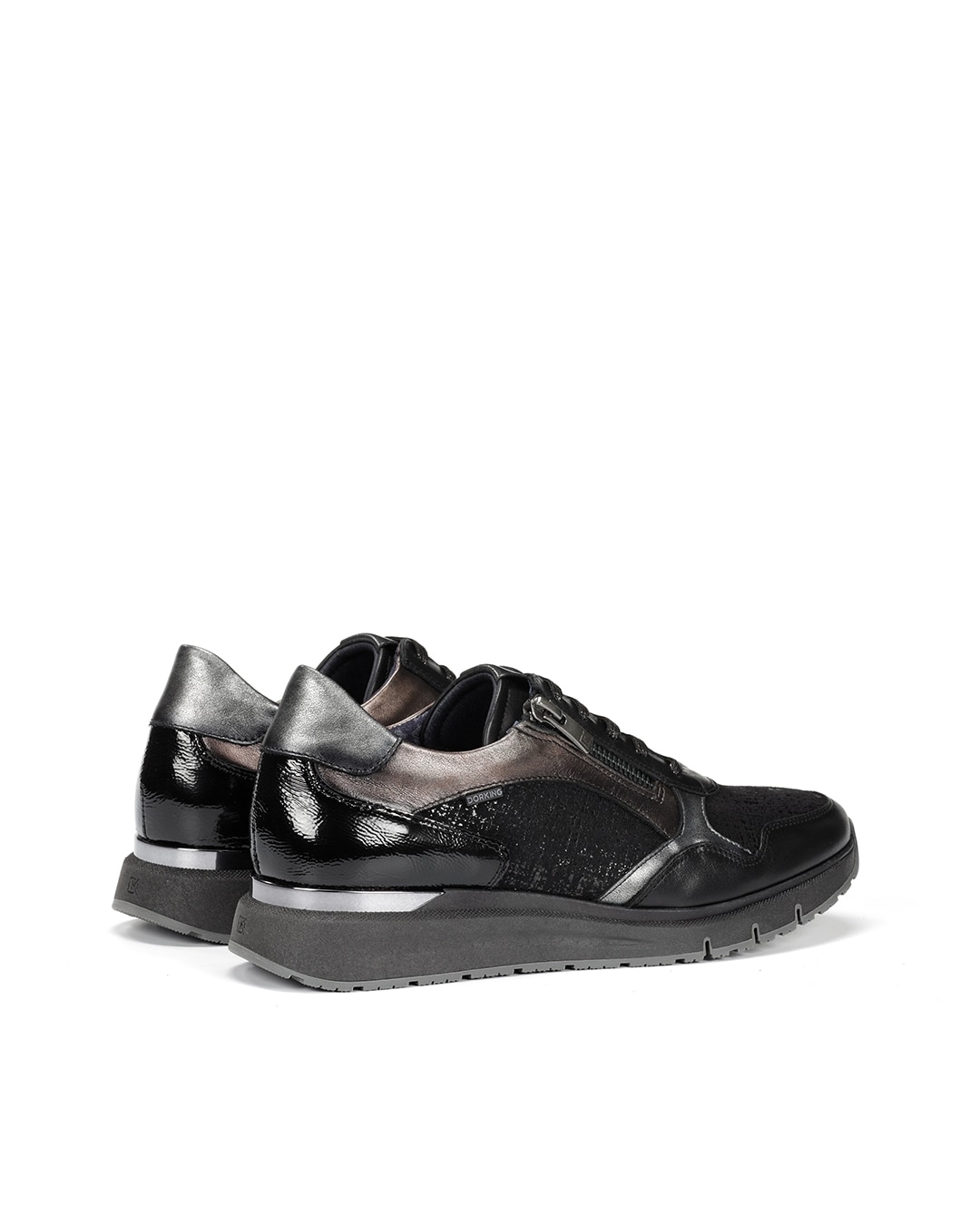 Zapatos de cordones de mujer fabricados en textil - Fluchos - Negro Negro-2