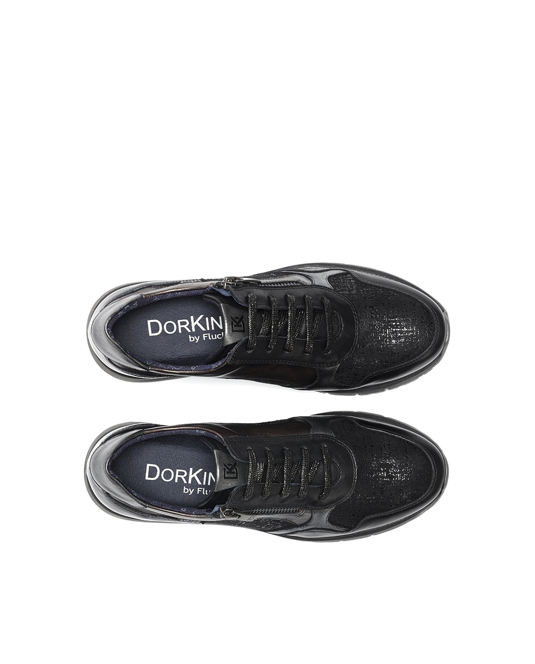 Zapatos de cordones de mujer fabricados en textil - Fluchos - Negro Negro-5