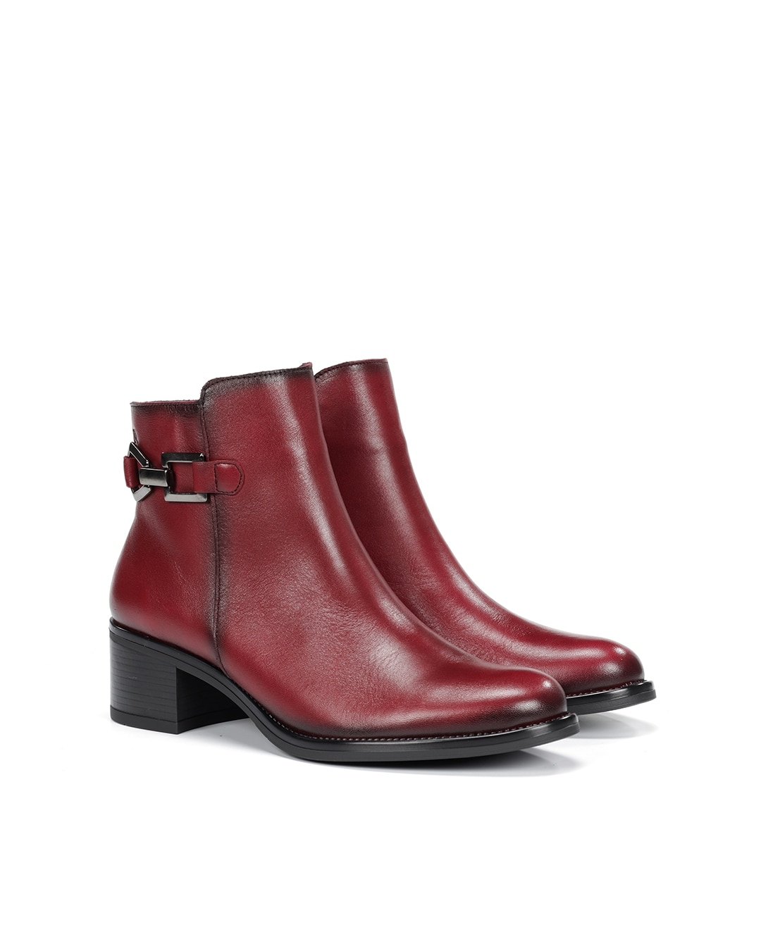Botines de mujer fabricados en piel - Fluchos - Rojo Rojo-3