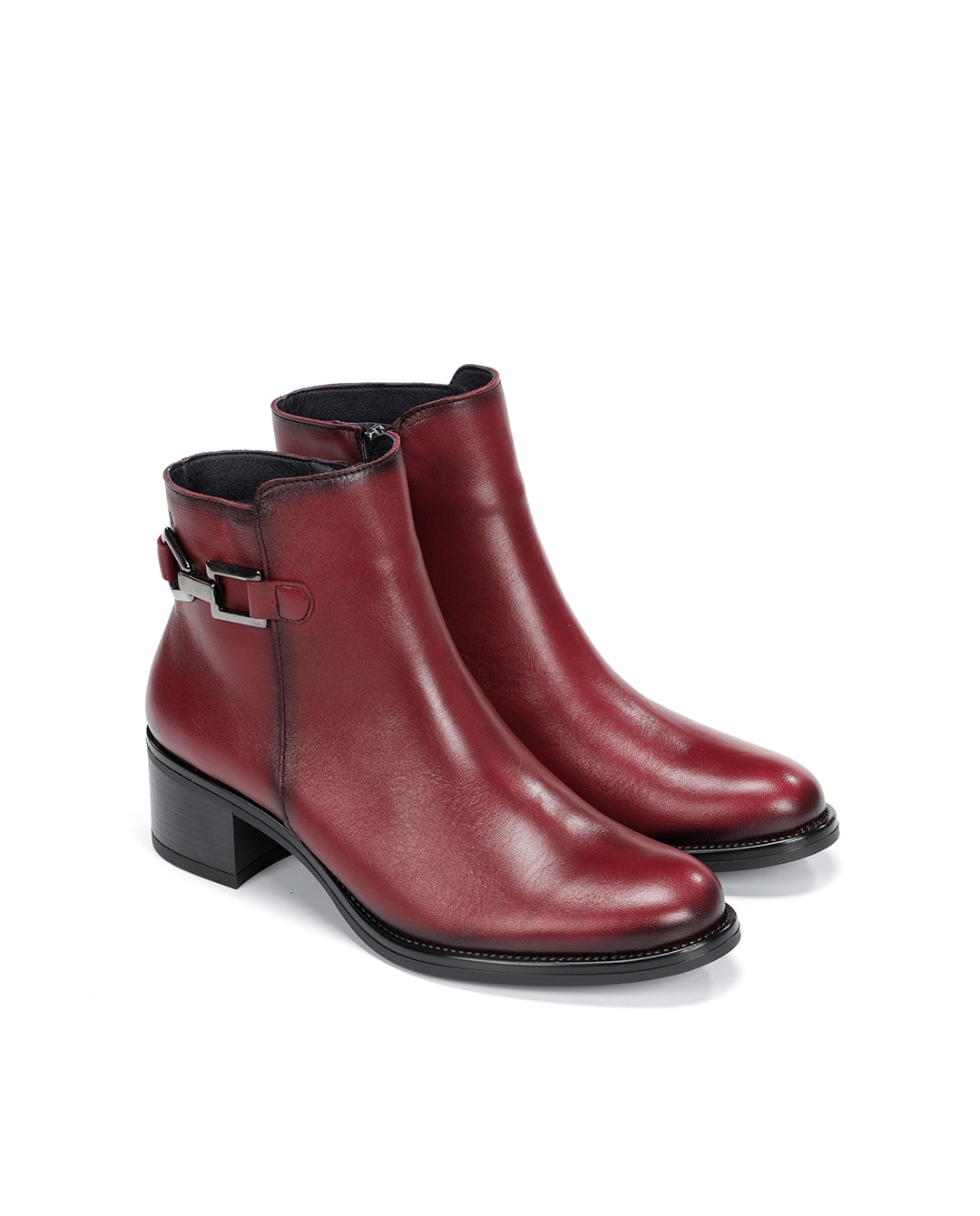 Botines de mujer fabricados en piel - Fluchos - Rojo Rojo-4