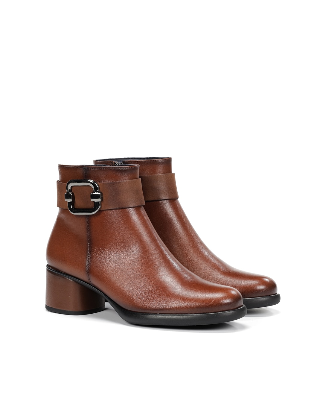 Botines de mujer fabricados en piel - Fluchos - Marrón Marrón-2