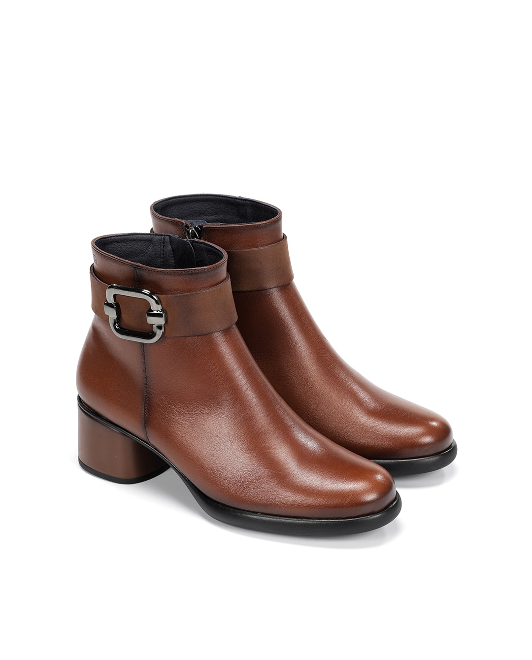 Botines de mujer fabricados en piel - Fluchos - Marrón Marrón-4