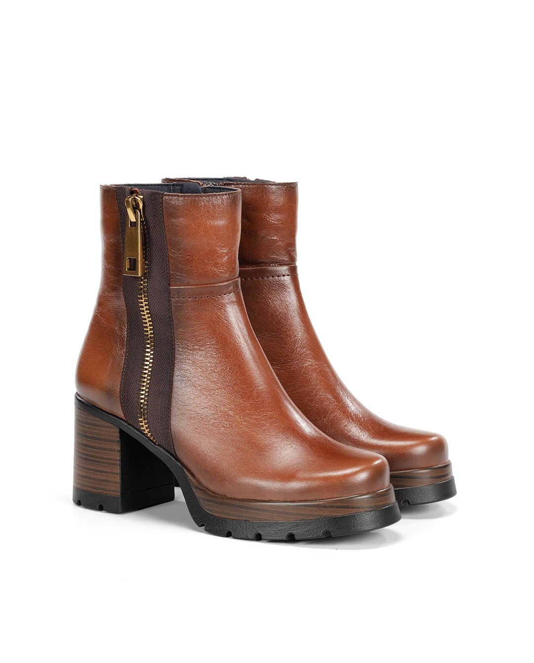 Botines de mujer fabricados en piel - Fluchos - Marrón Marrón-3