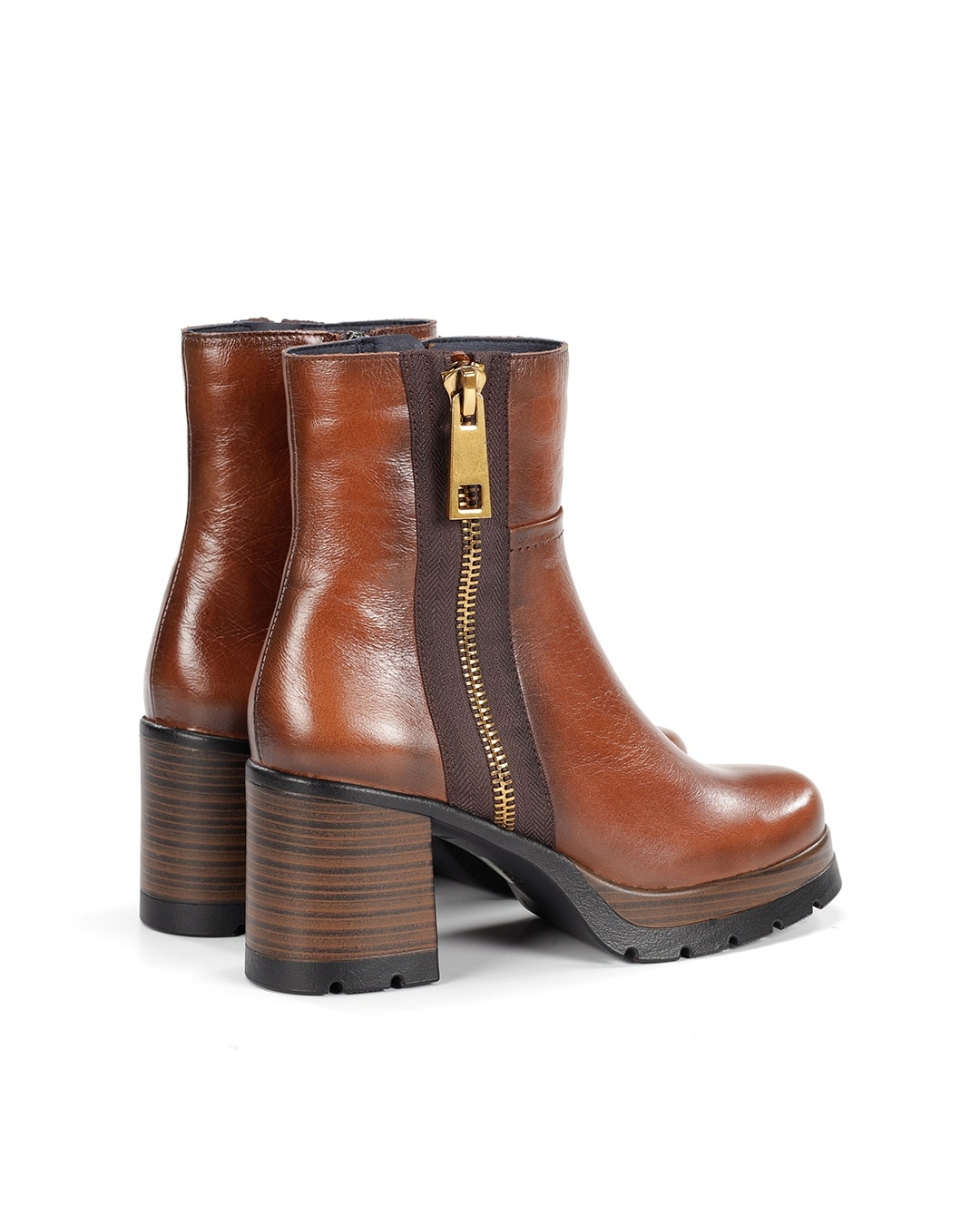 Botines de mujer fabricados en piel - Fluchos - Marrón Marrón-4