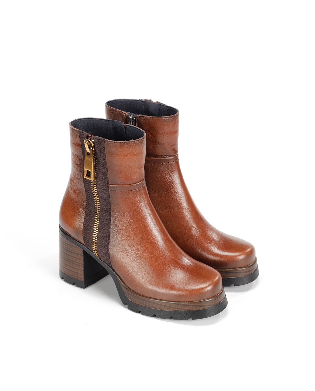 Botines de mujer fabricados en piel - Fluchos - Marrón Marrón-5