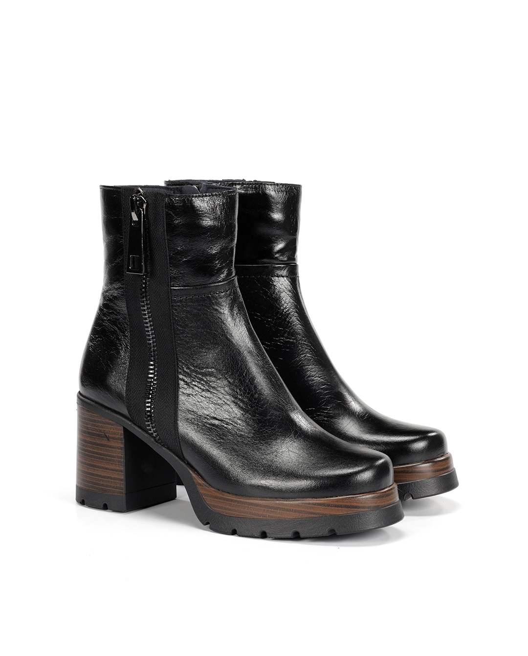 Botines de mujer fabricados en piel - Fluchos - Negro Negro-3