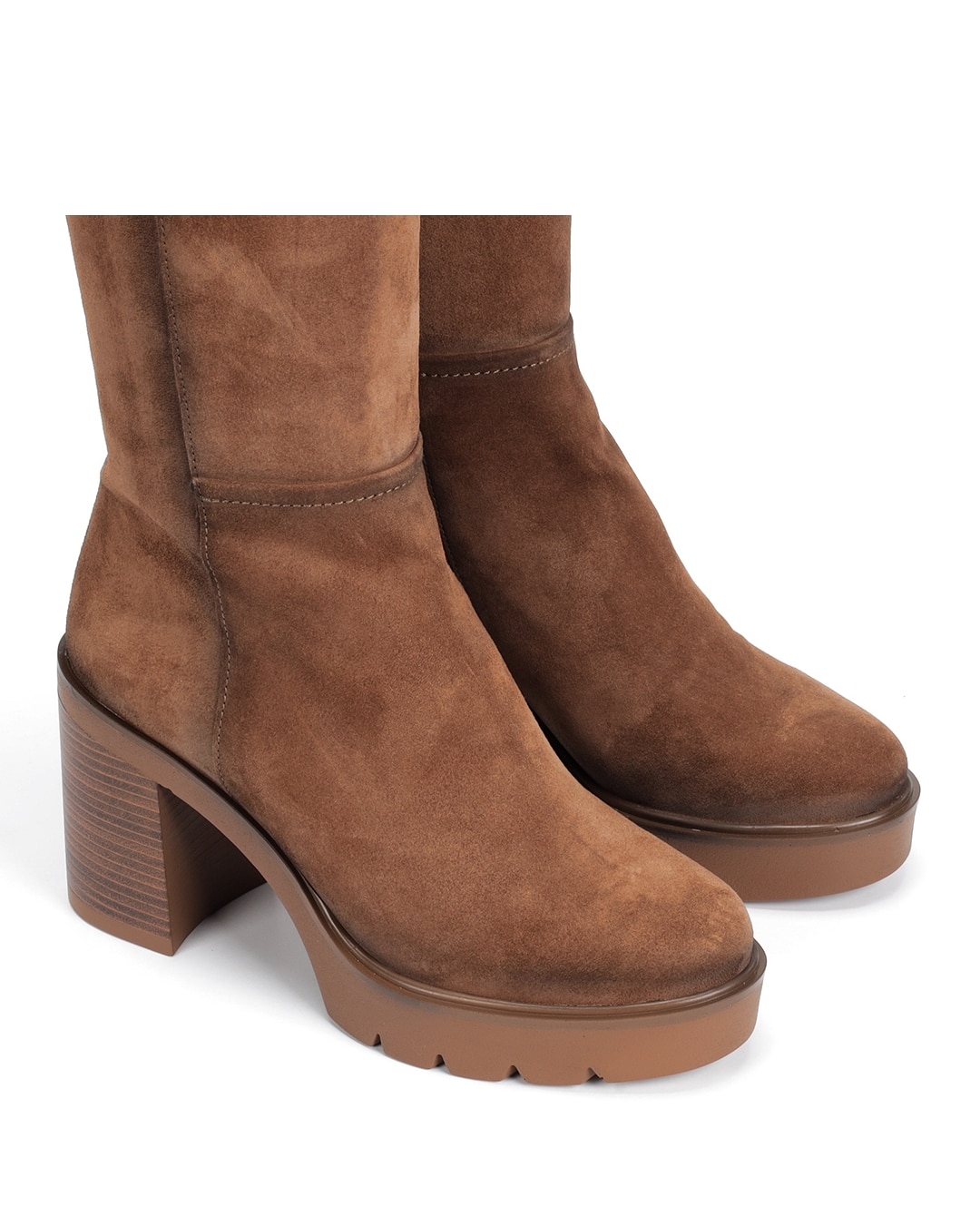 Botas de mujer fabricados en serraje - Fluchos - Marrón Marrón-6