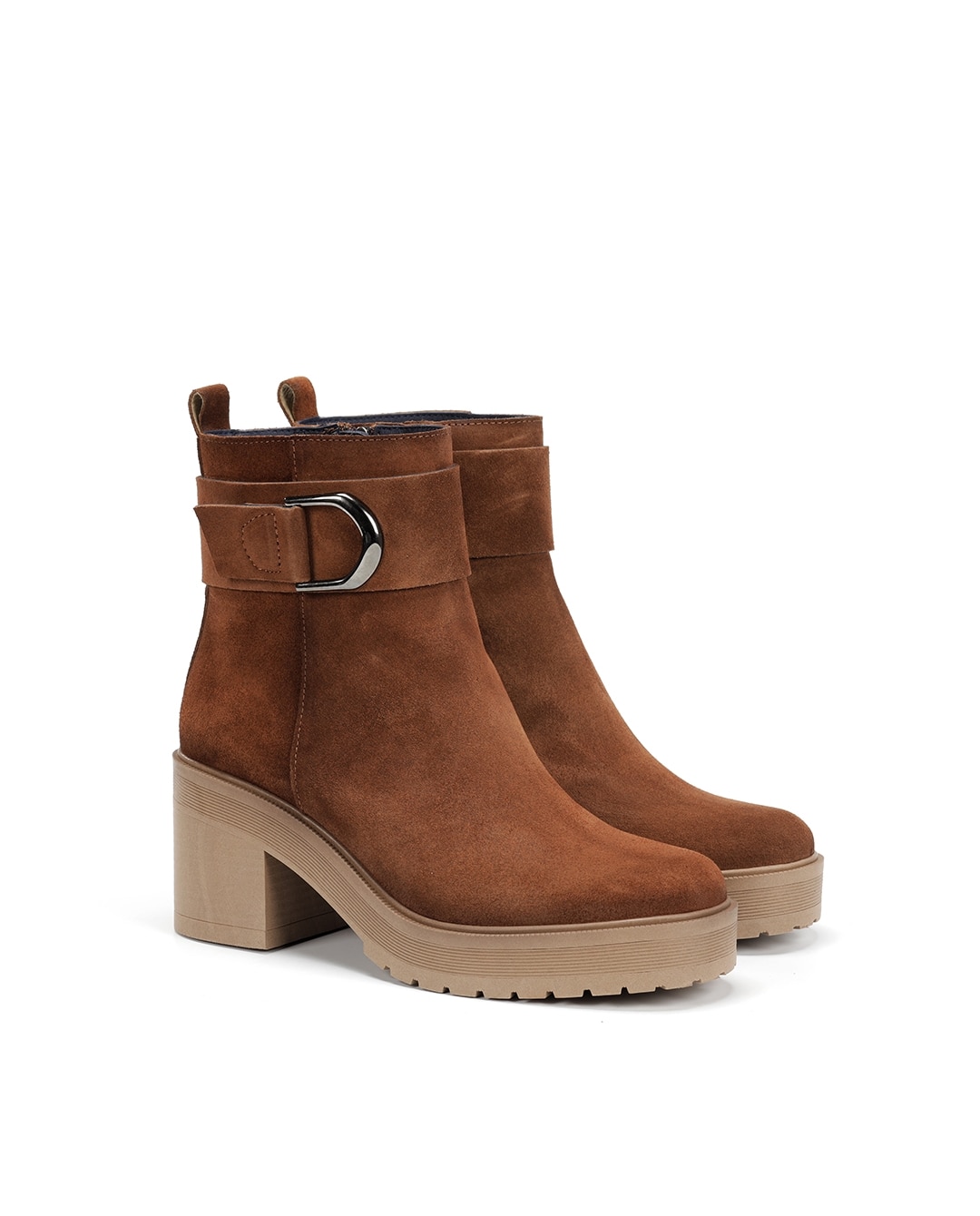 Botines de mujer fabricados en serraje - Fluchos - Marrón Marrón-3