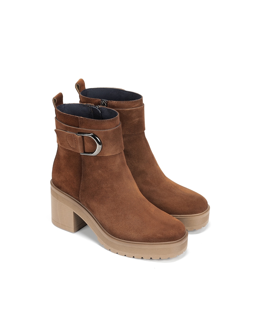 Botines de mujer fabricados en serraje - Fluchos - Marrón Marrón-5