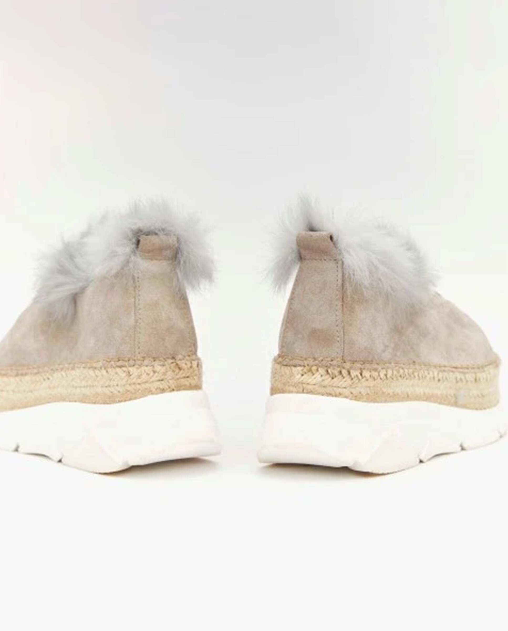 Zapatillas con cuña de mujer tipo Sneakers con pelo - star love - Beige Beige-4