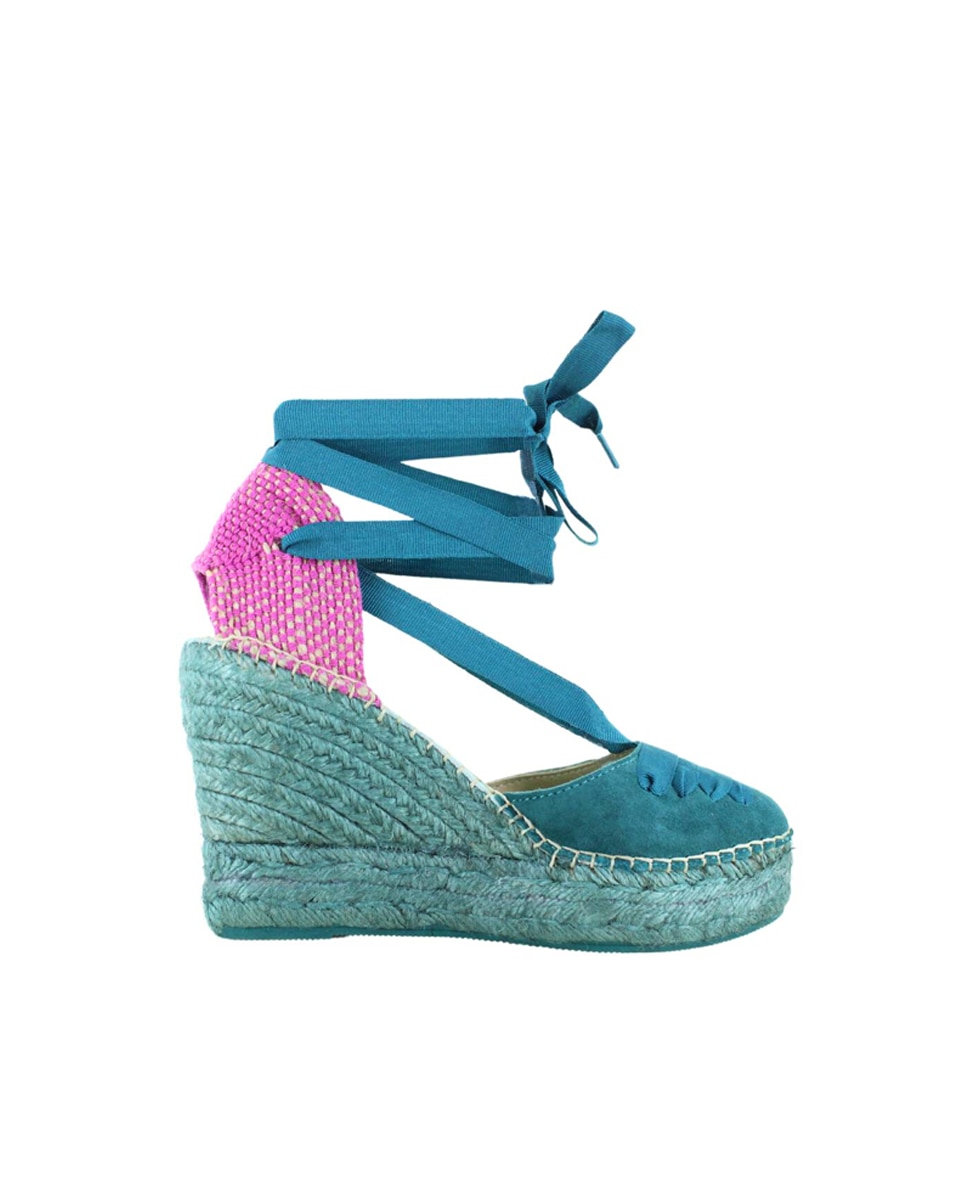 Imagen 0 de Alpargatas con cintas de mujer con talonera bicolor Azul/Magenta