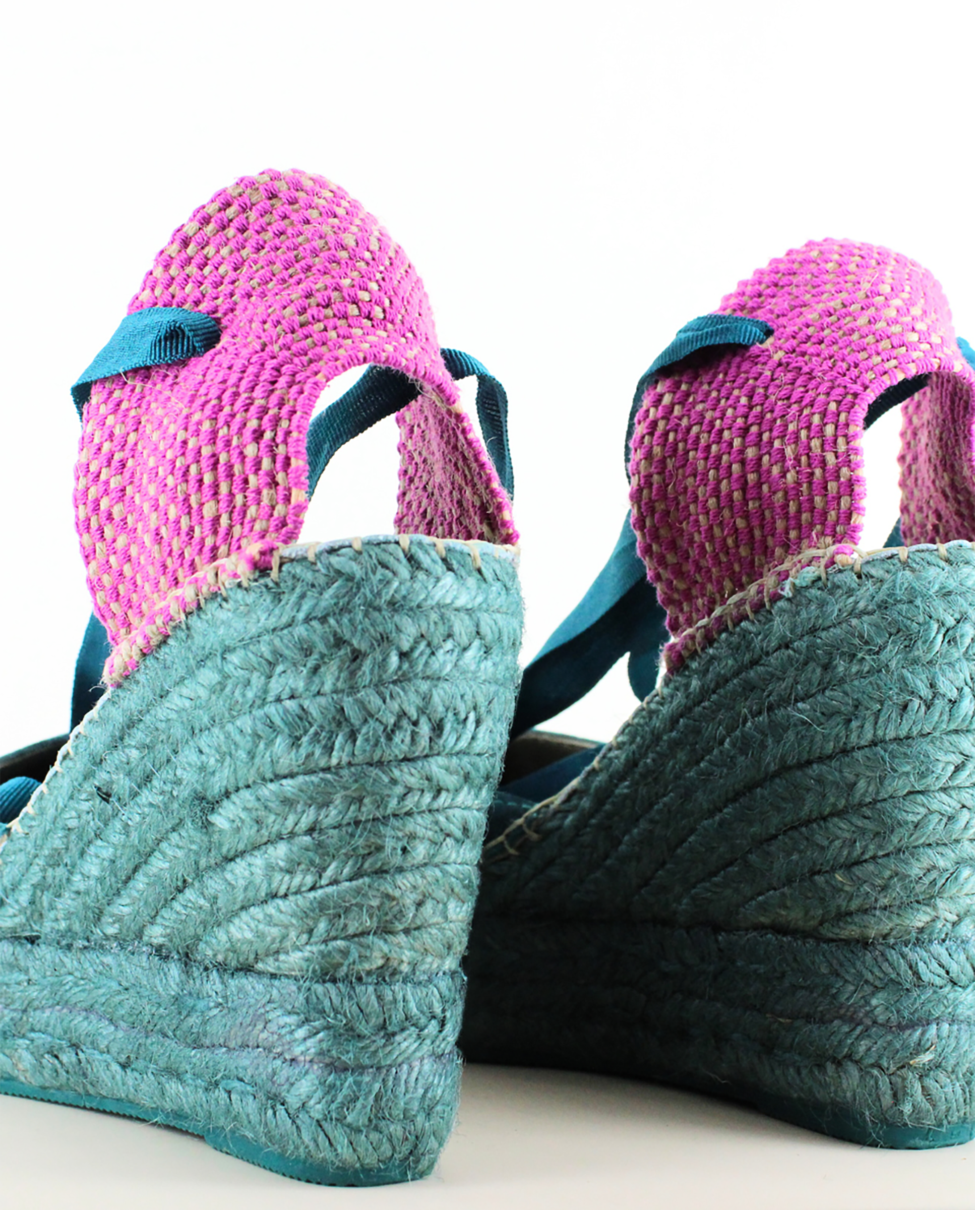Alpargatas con cintas de mujer con talonera bicolor - star love - Azul/Magenta Azul/Magenta-3