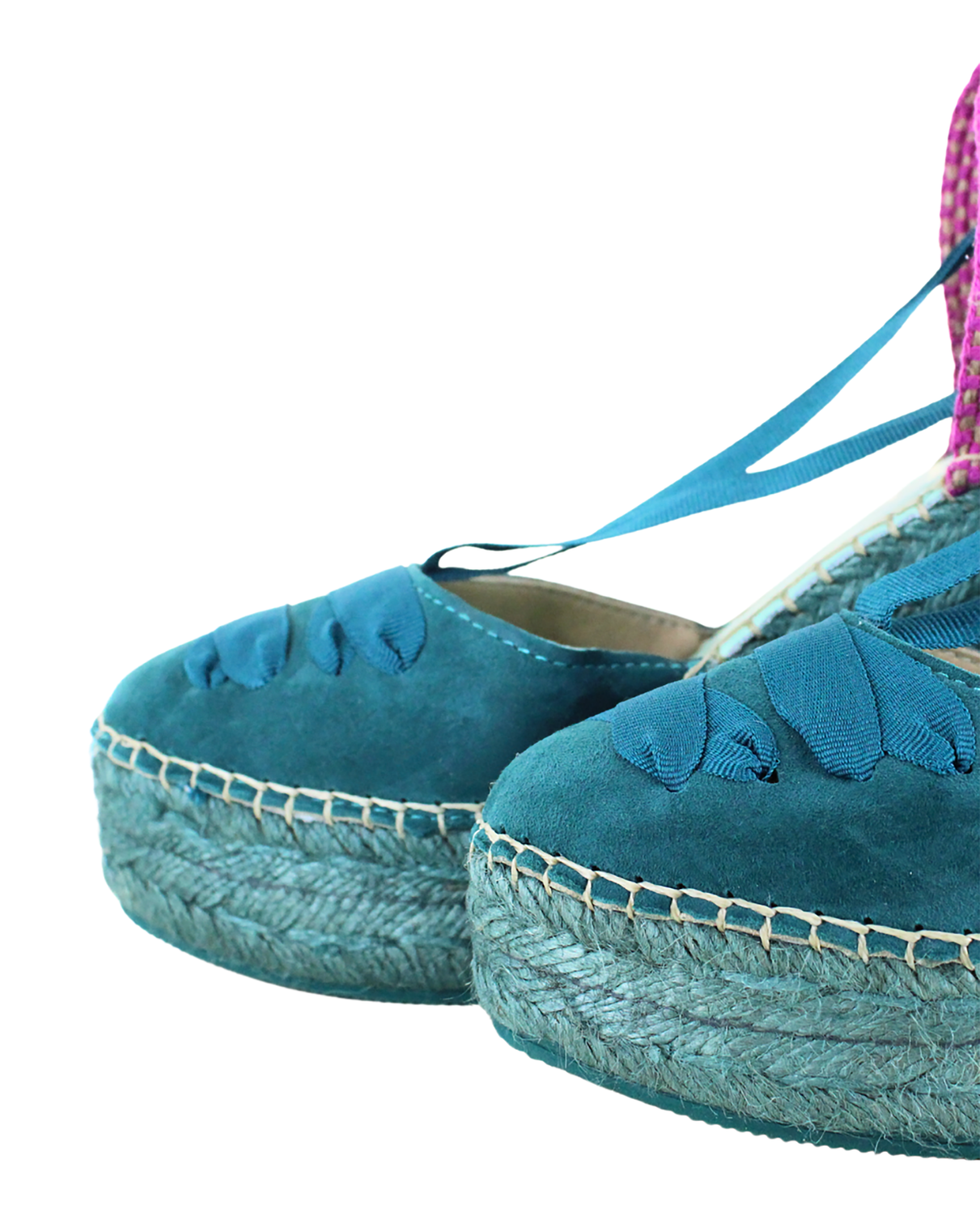 Alpargatas con cintas de mujer con talonera bicolor - star love - Azul/Magenta Azul/Magenta-5