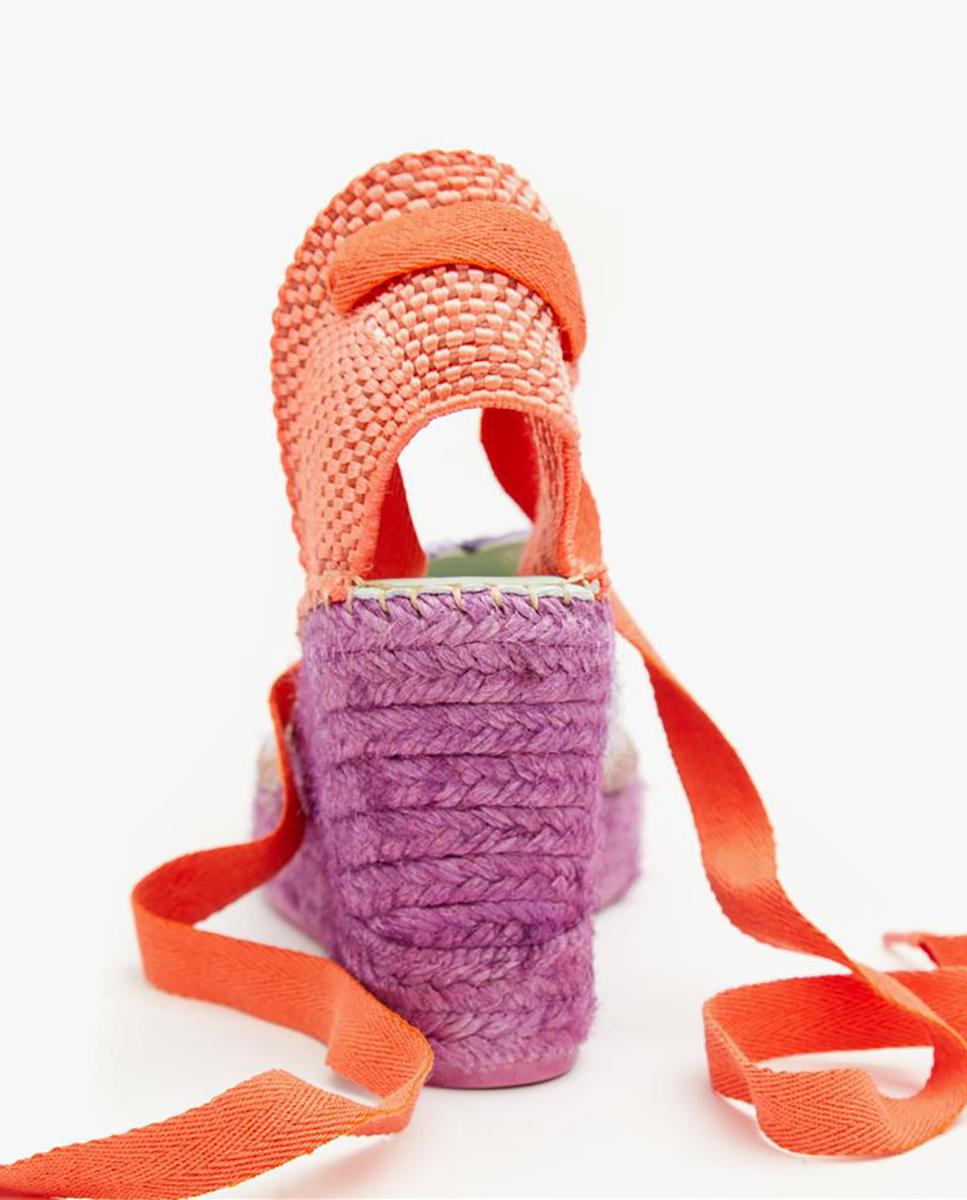 Alpargatas de cintas de mujer de piel artesanales - star love - Morado pastel Morado pastel-2