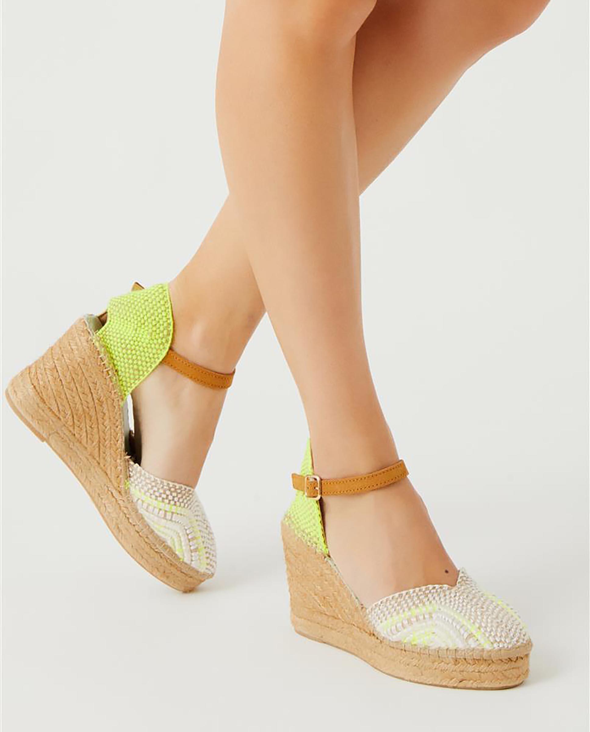 Alpargatas mujer pala rayón cuña - Star Love - Amarillo Flúor Amarillo Flúor-4