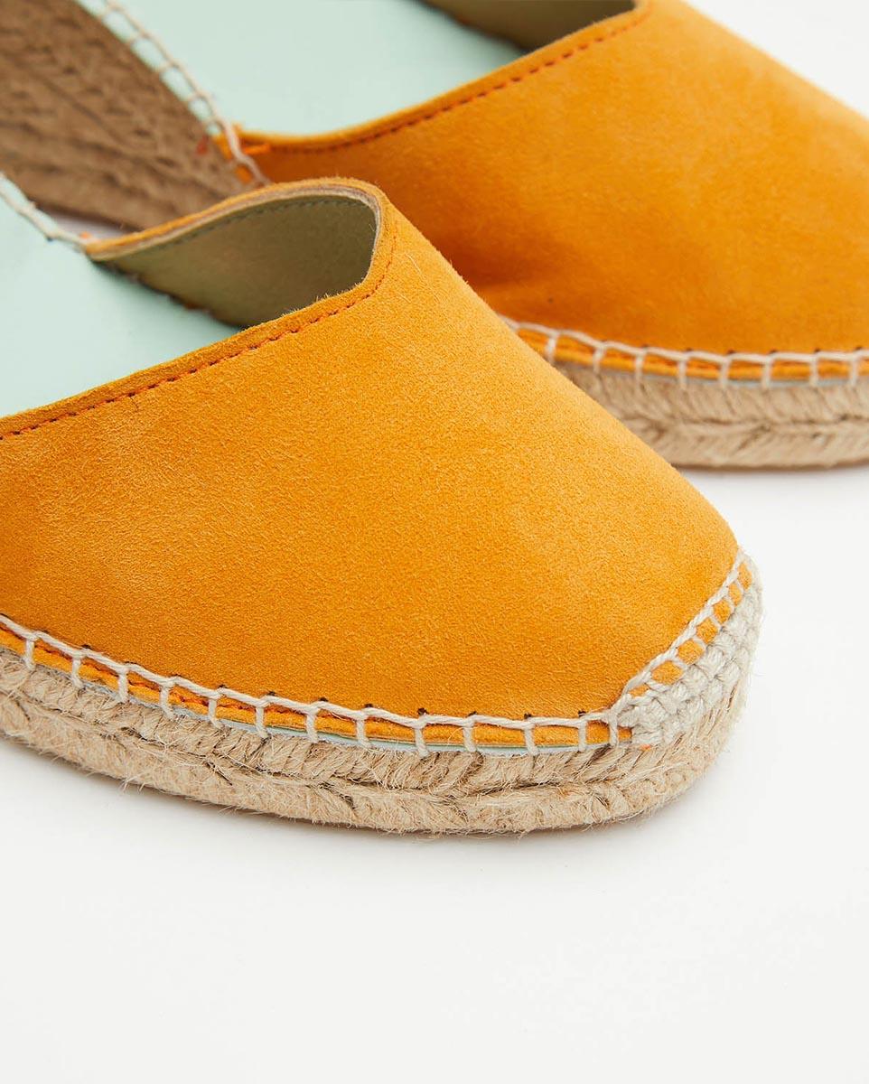 Alpargatas de cuña de mujer con cintas intercambiables - star love - Naranja claro Naranja claro-5