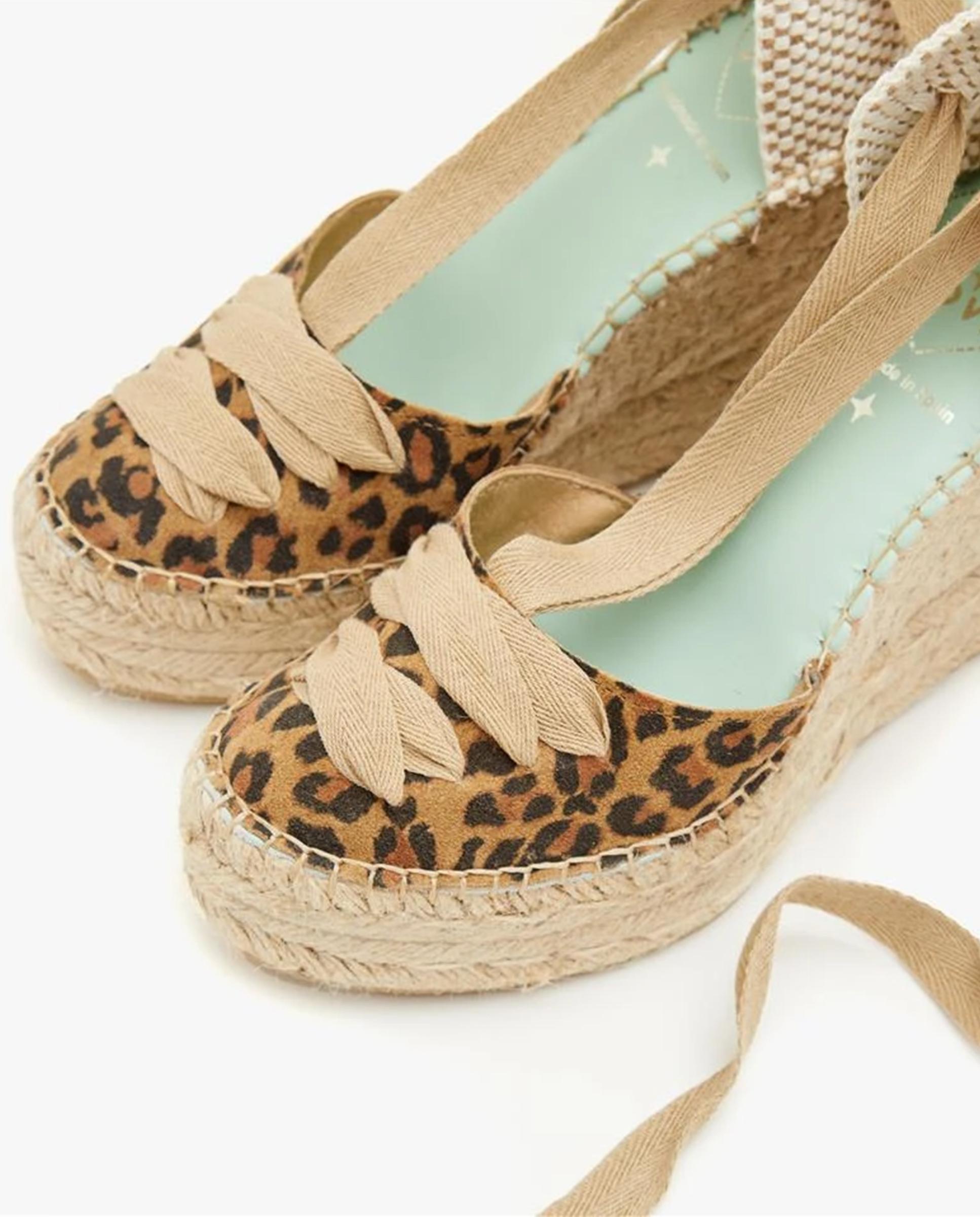 Alpargatas con cintas de mujer con estampado animal print - star love - Marrón Marrón-6