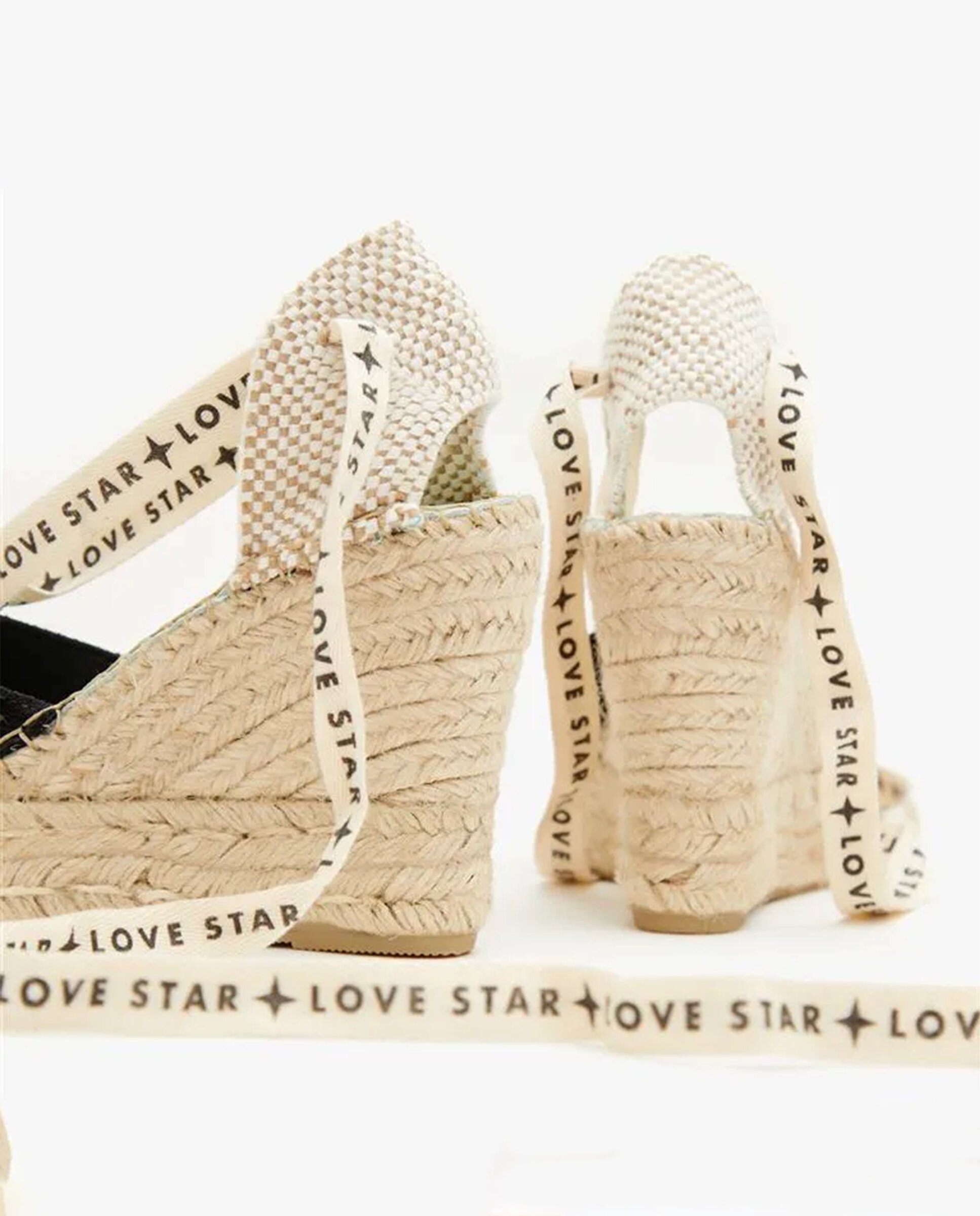 Alpargatas con cintas de mujer artesanales con brillos - star love - Negro / Plata Negro / Plata-4