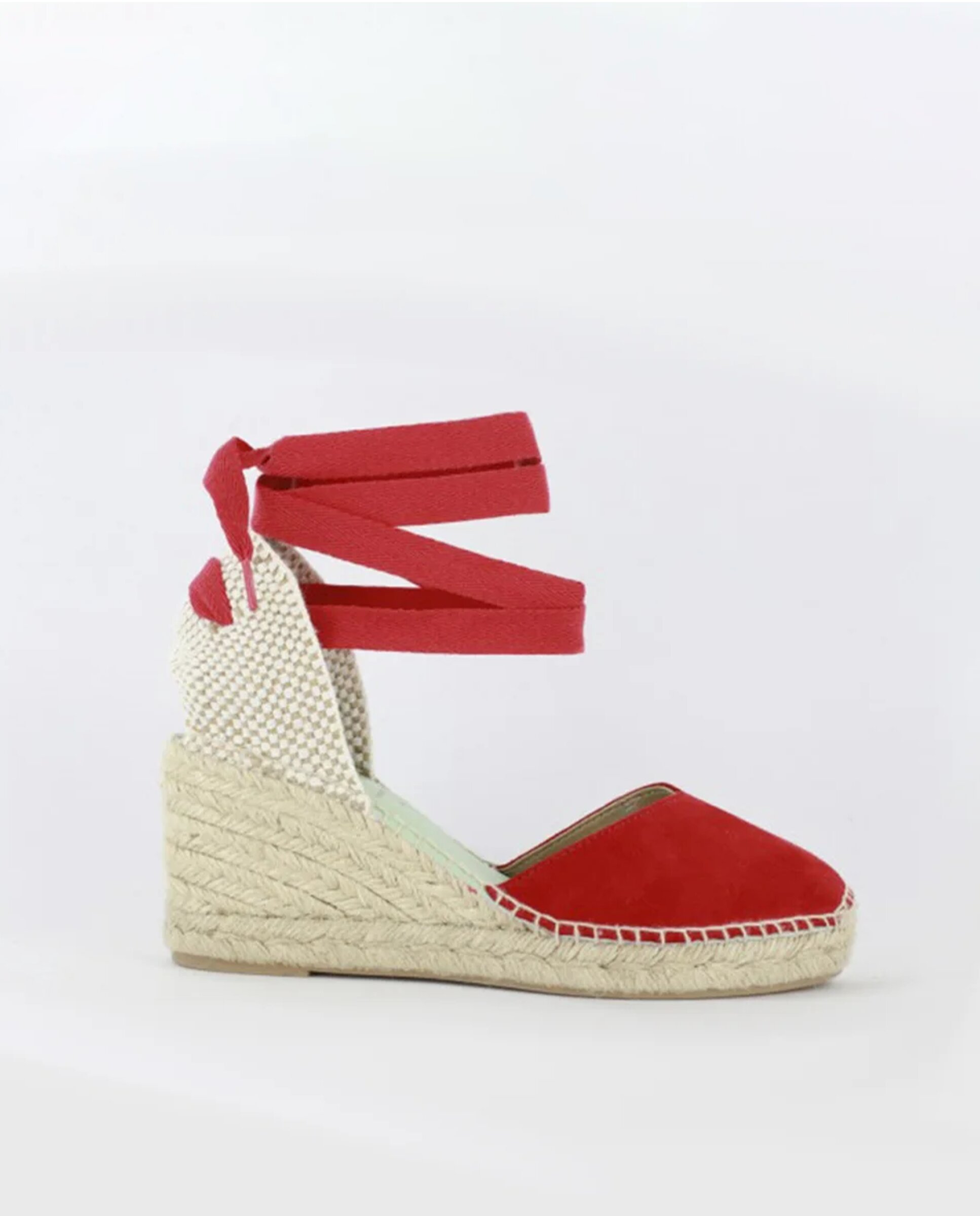 Alpargatas con cintas de mujer intercambiables en ante - star love - Rojo Rojo-1