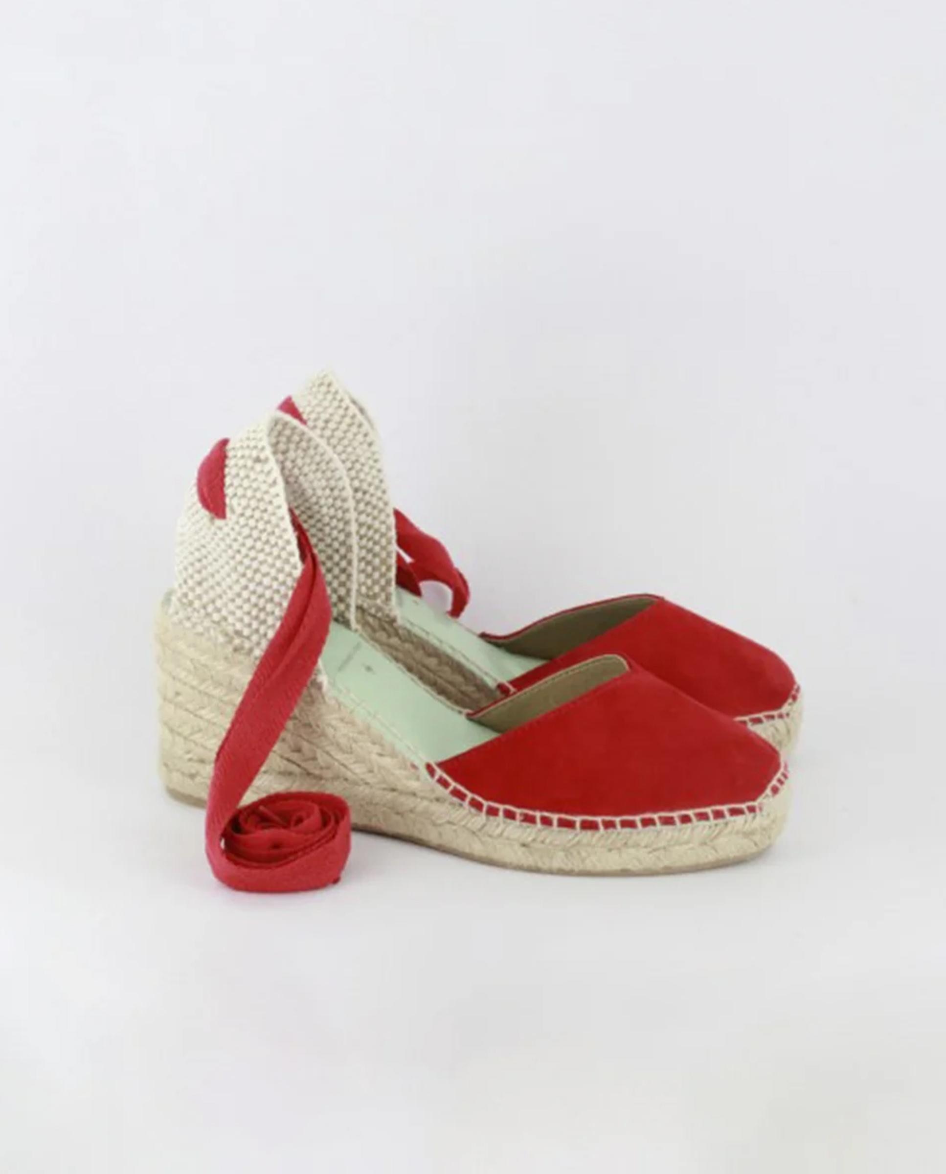 Alpargatas con cintas de mujer intercambiables en ante - star love - Rojo / Blanco Rojo / Blanco-5