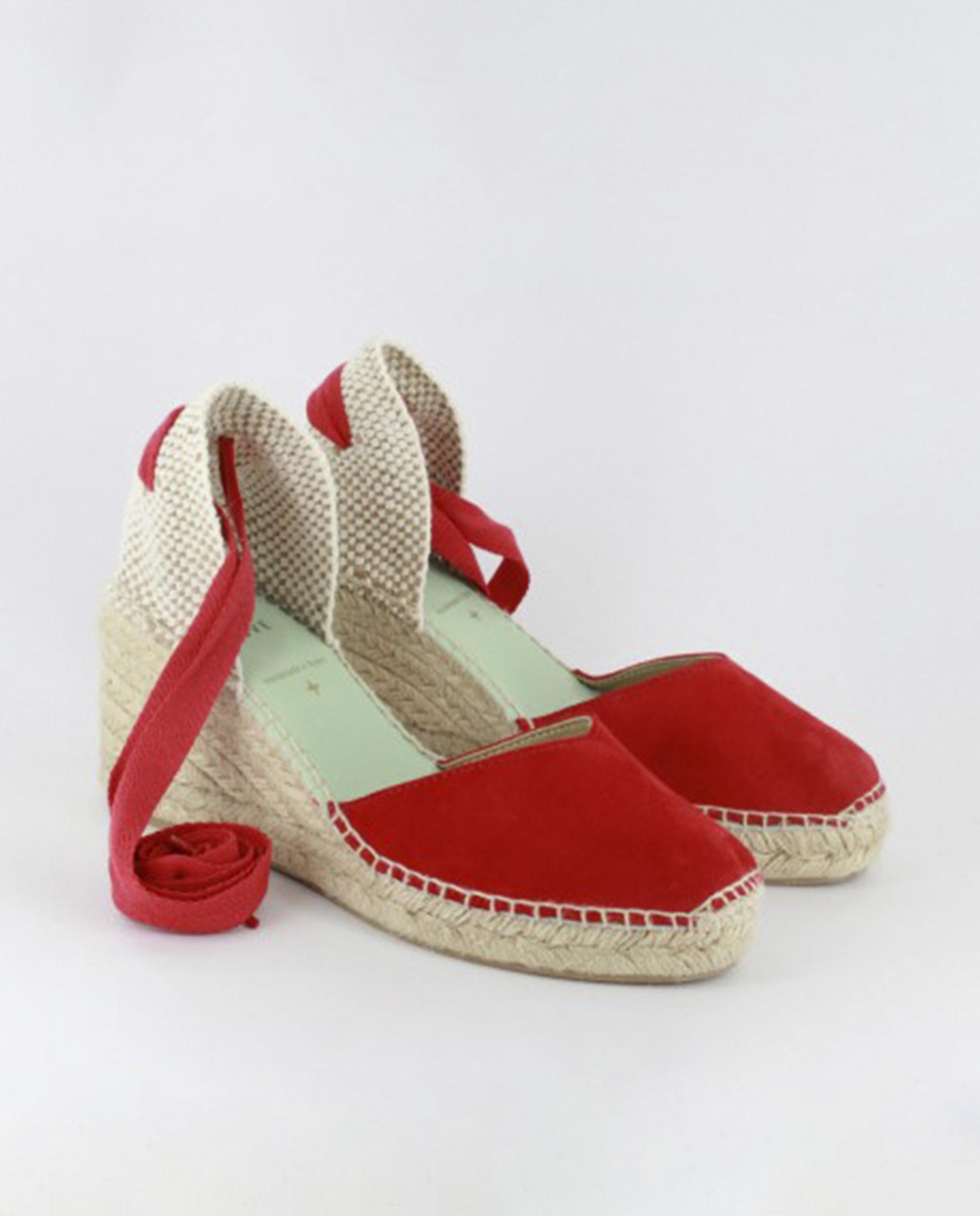 Alpargatas con cintas de mujer intercambiables en ante - star love - Rojo / Blanco Rojo / Blanco-4