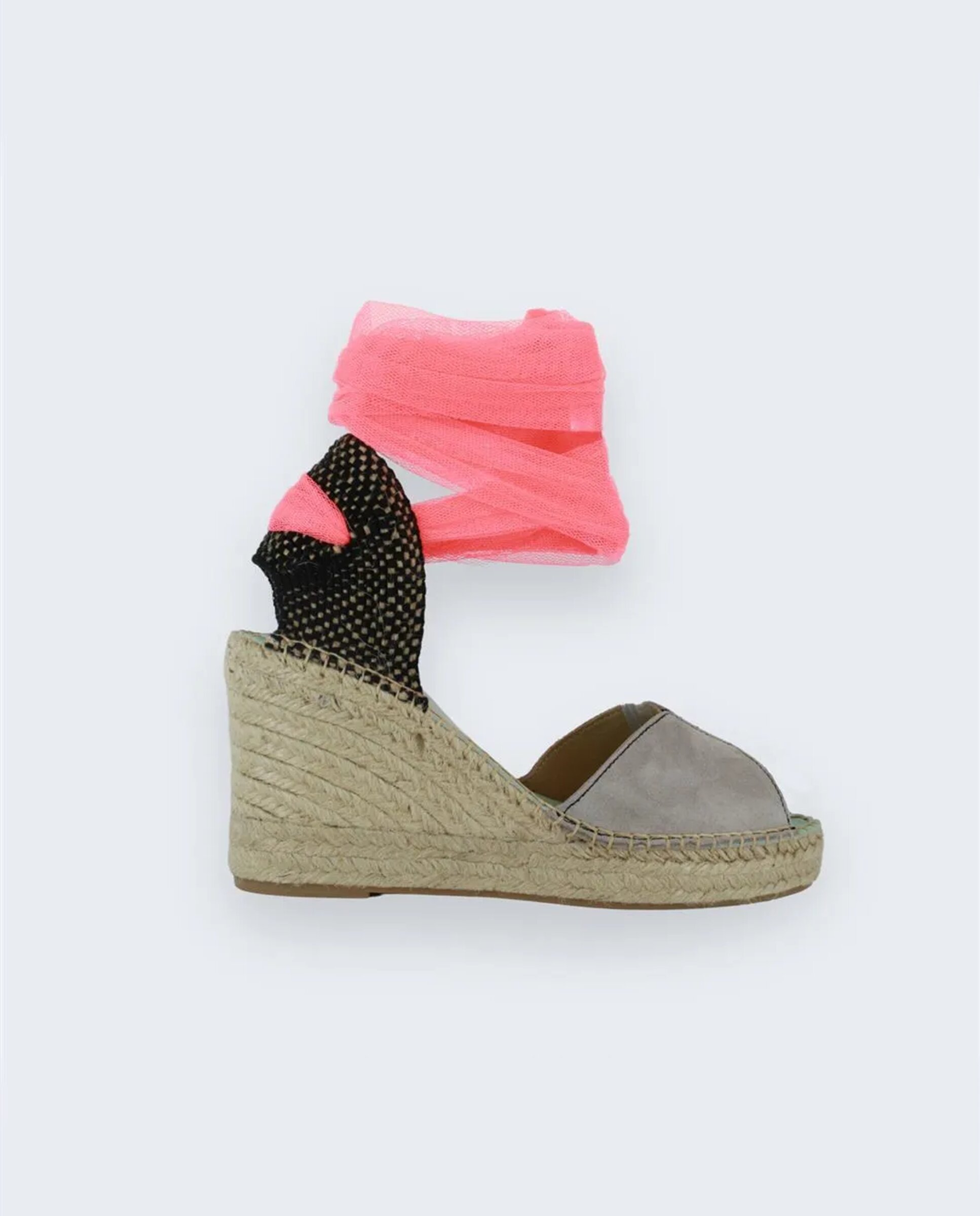 Alpargatas con cintas de mujer de tul y puntera abierta - star love - Naranja fuerte Naranja fuerte-1
