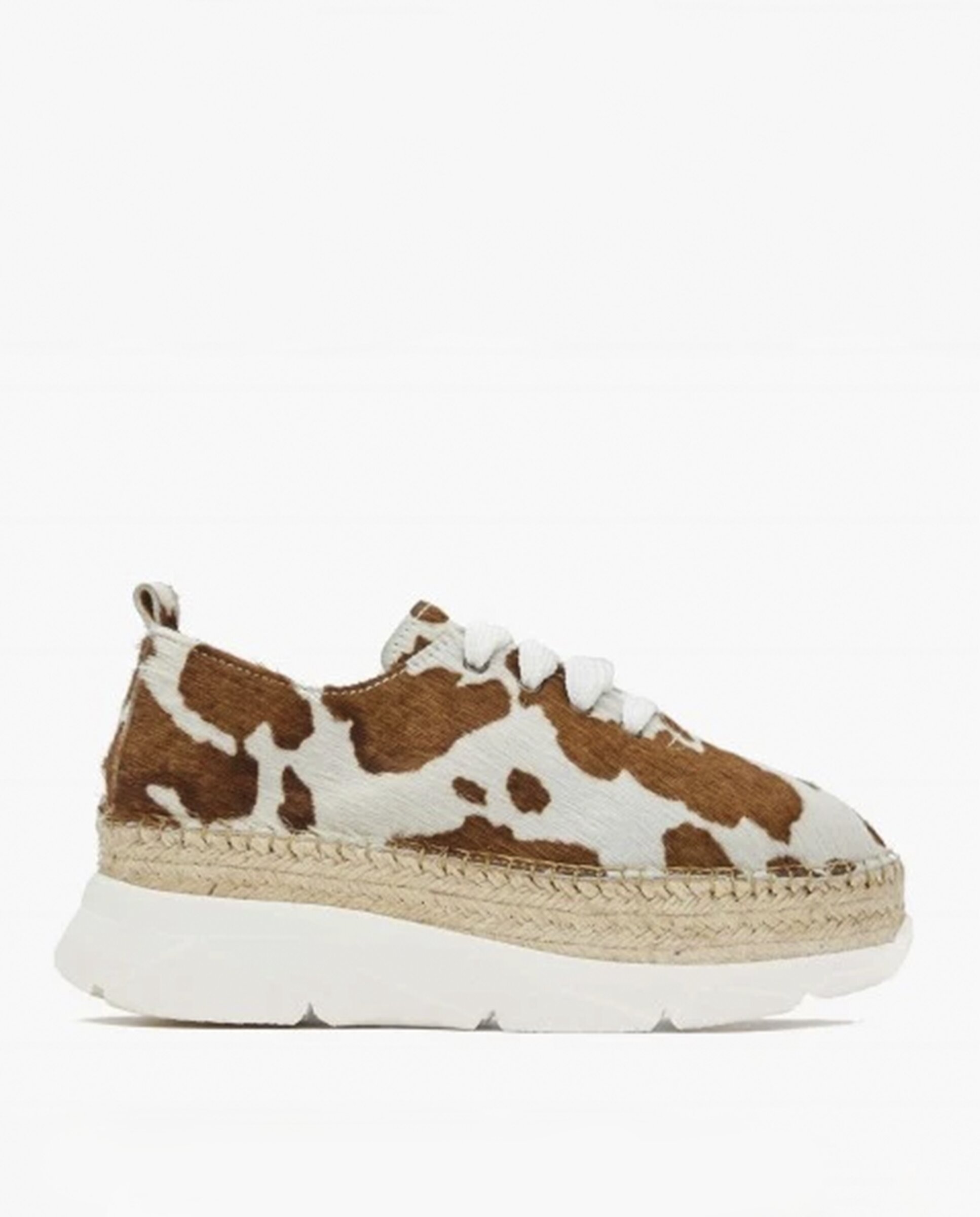 Zapatillas con cuña de mujer tipo Sneakers animal print - star love - Blanco / Chocolate Blanco / Chocolate-1