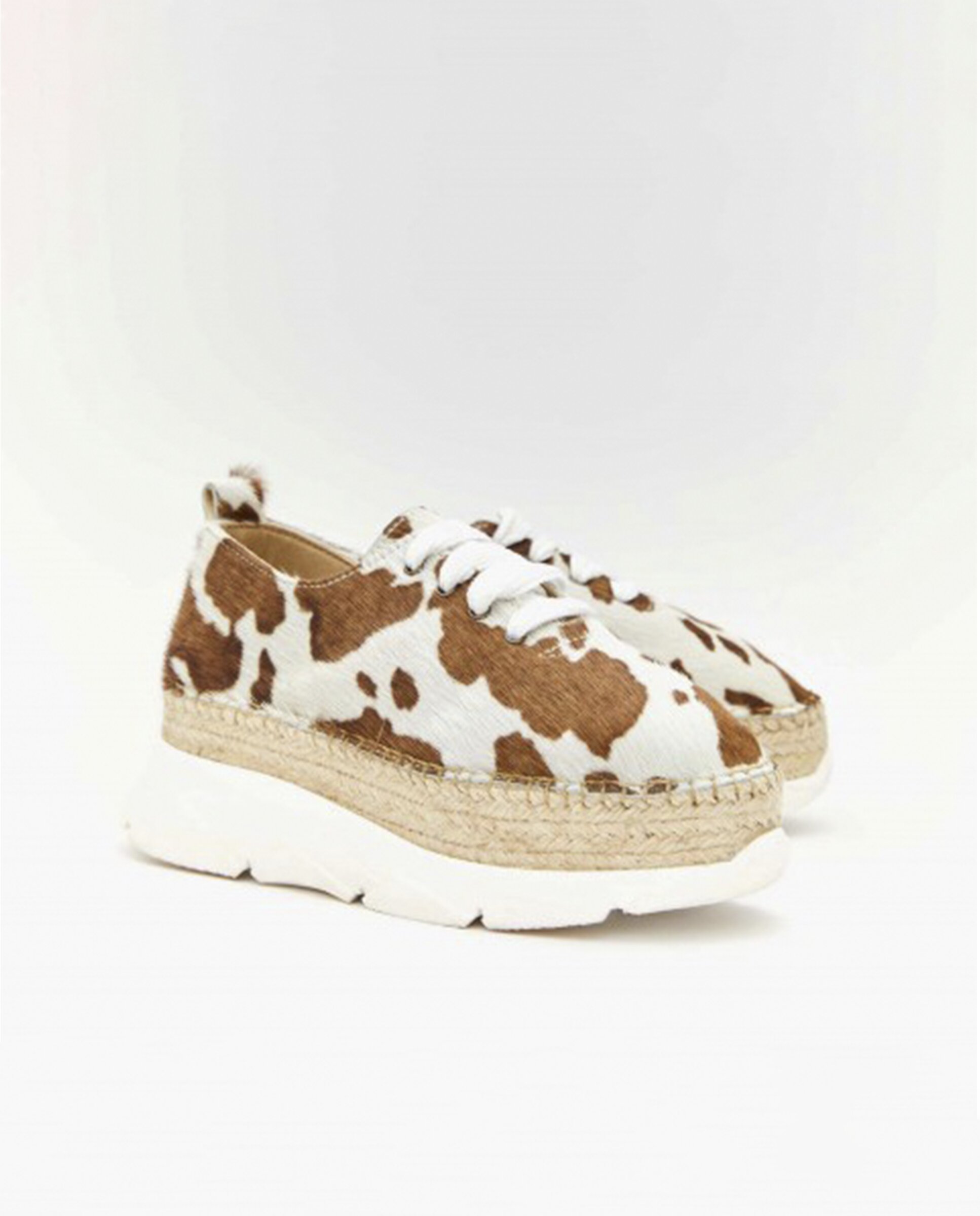 Zapatillas con cuña de mujer tipo Sneakers animal print - star love - Blanco / Chocolate Blanco / Chocolate-3