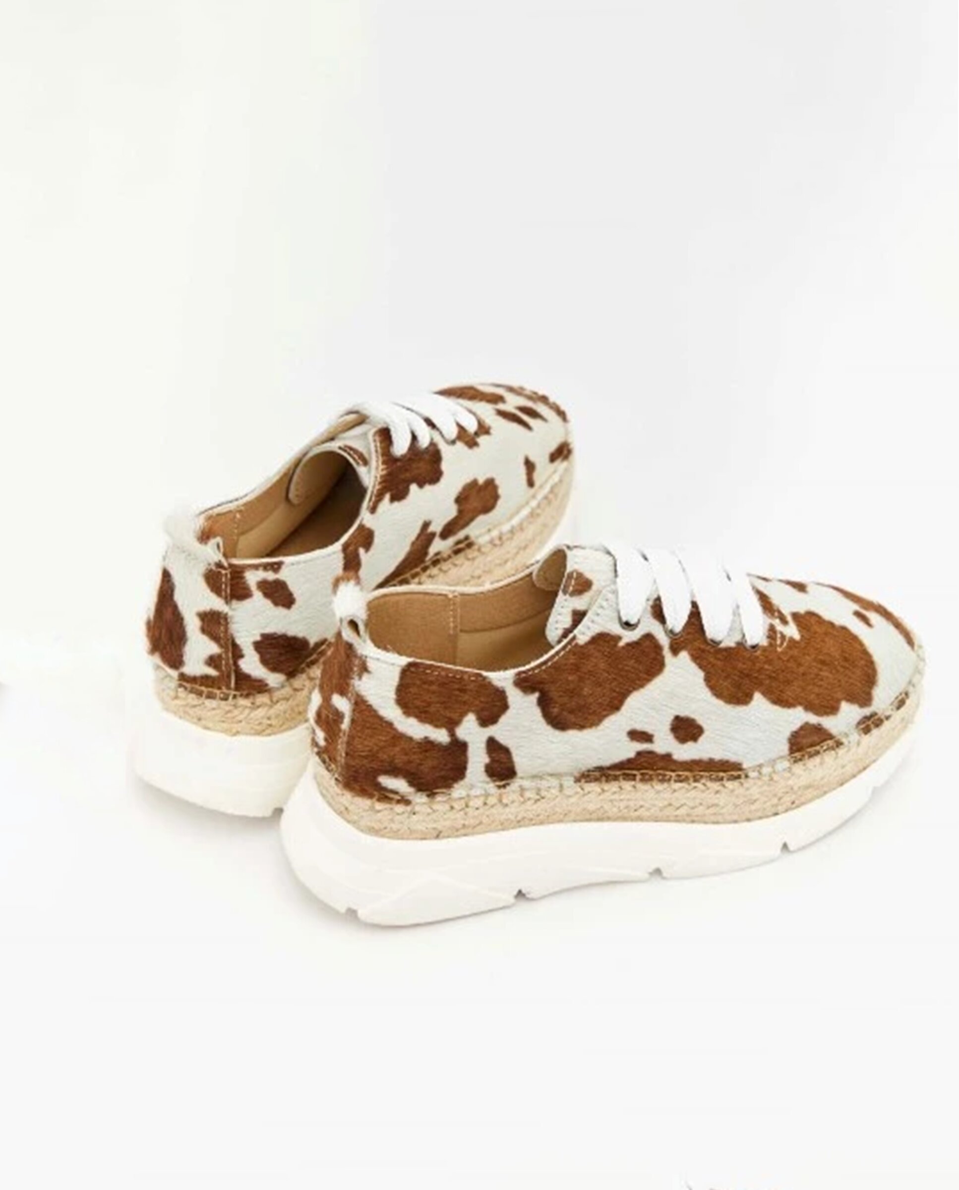 Zapatillas con cuña de mujer tipo Sneakers animal print - star love - Blanco / Chocolate Blanco / Chocolate-2