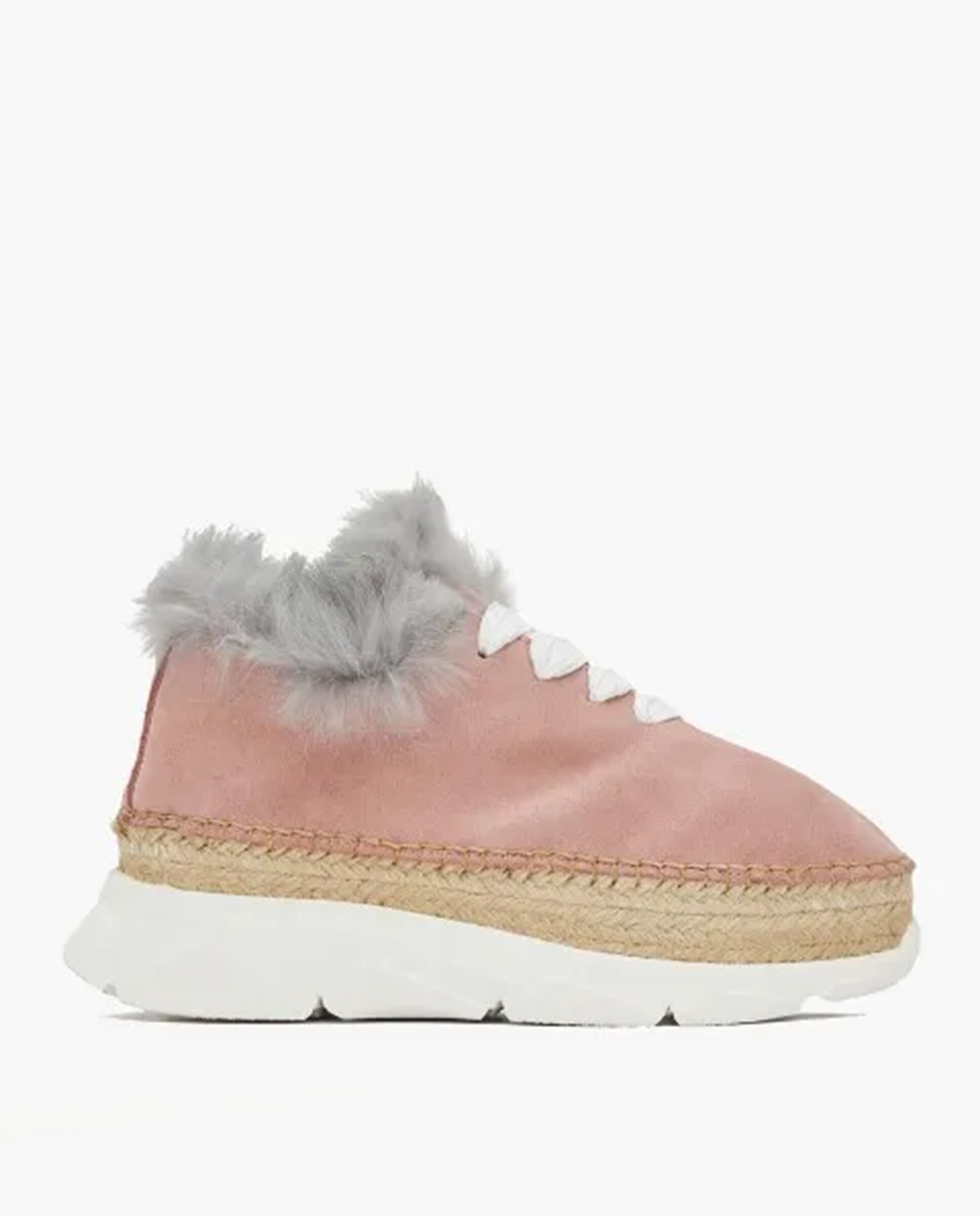 Zapatillas con cuña de mujer tipo Sneakers con pelo - star love - Rosa pastel Rosa pastel-1
