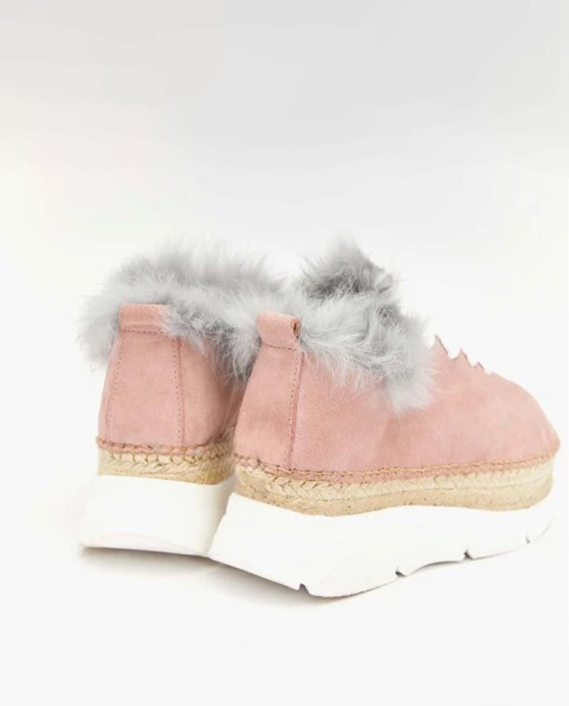 Zapatillas con cuña de mujer tipo Sneakers con pelo - star love - Rosa pastel Rosa pastel-4