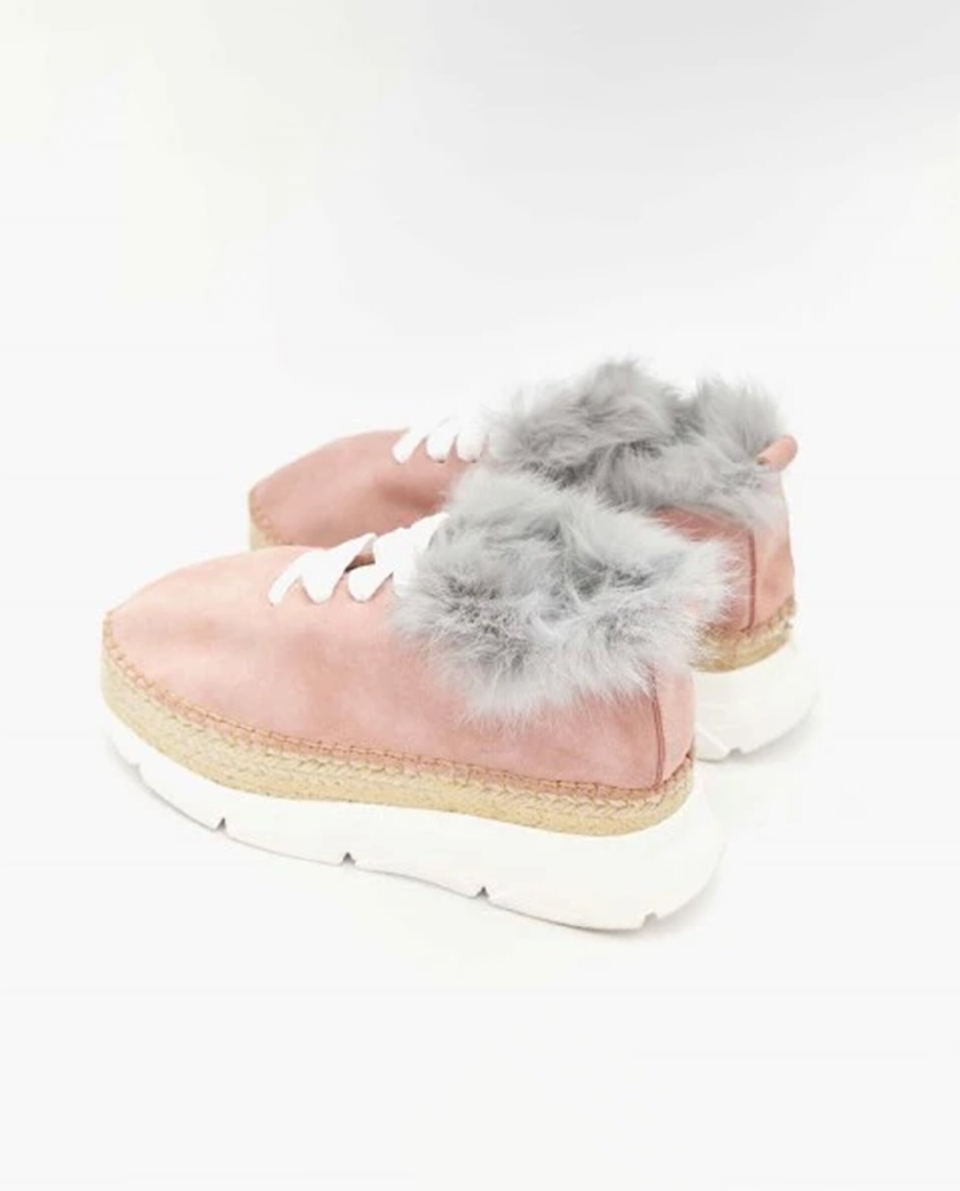 Zapatillas con cuña de mujer tipo Sneakers con pelo - star love - Rosa pastel Rosa pastel-3